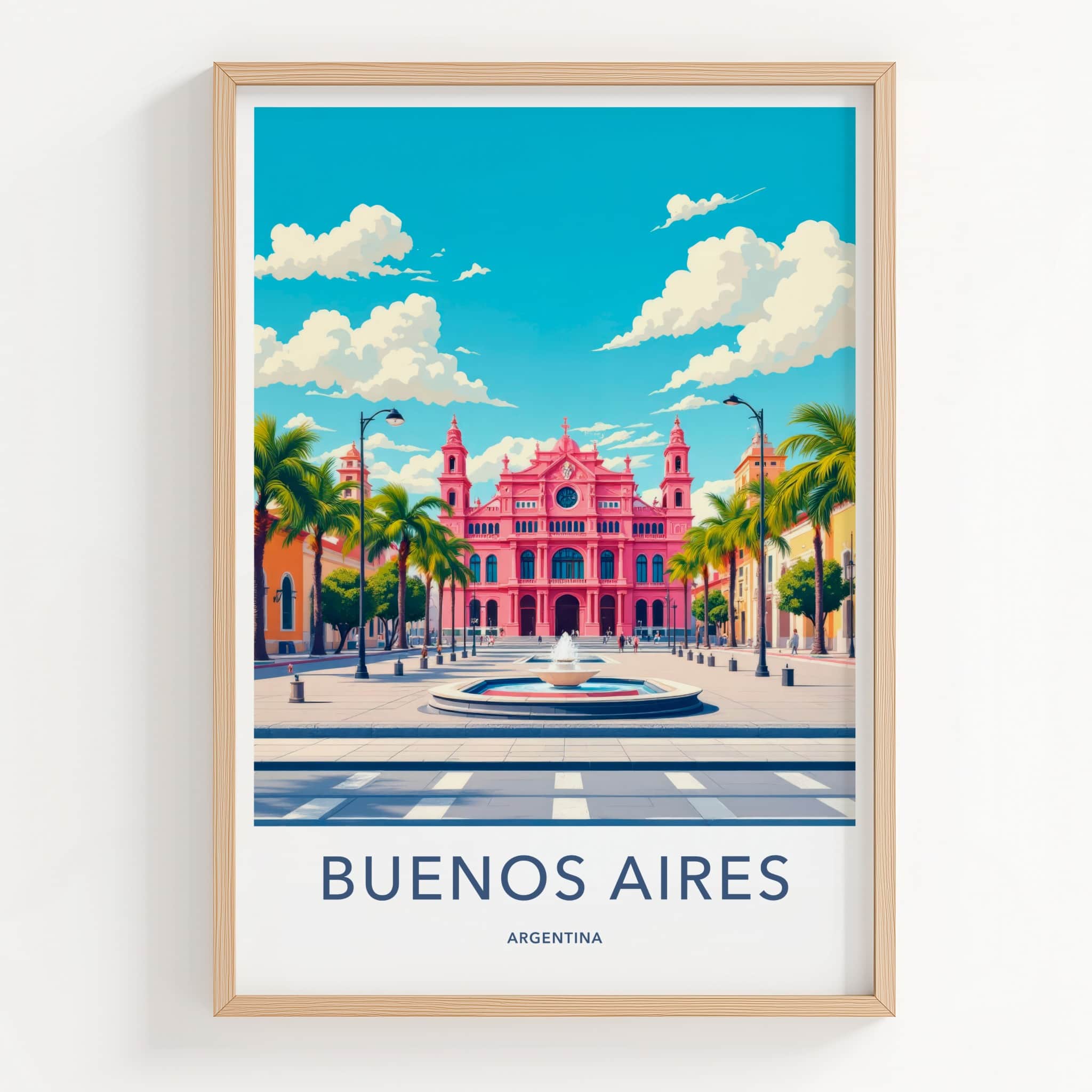Buenos Aires Poster - Argentina Travel Art - Pink Palace Fountain Wall Decor