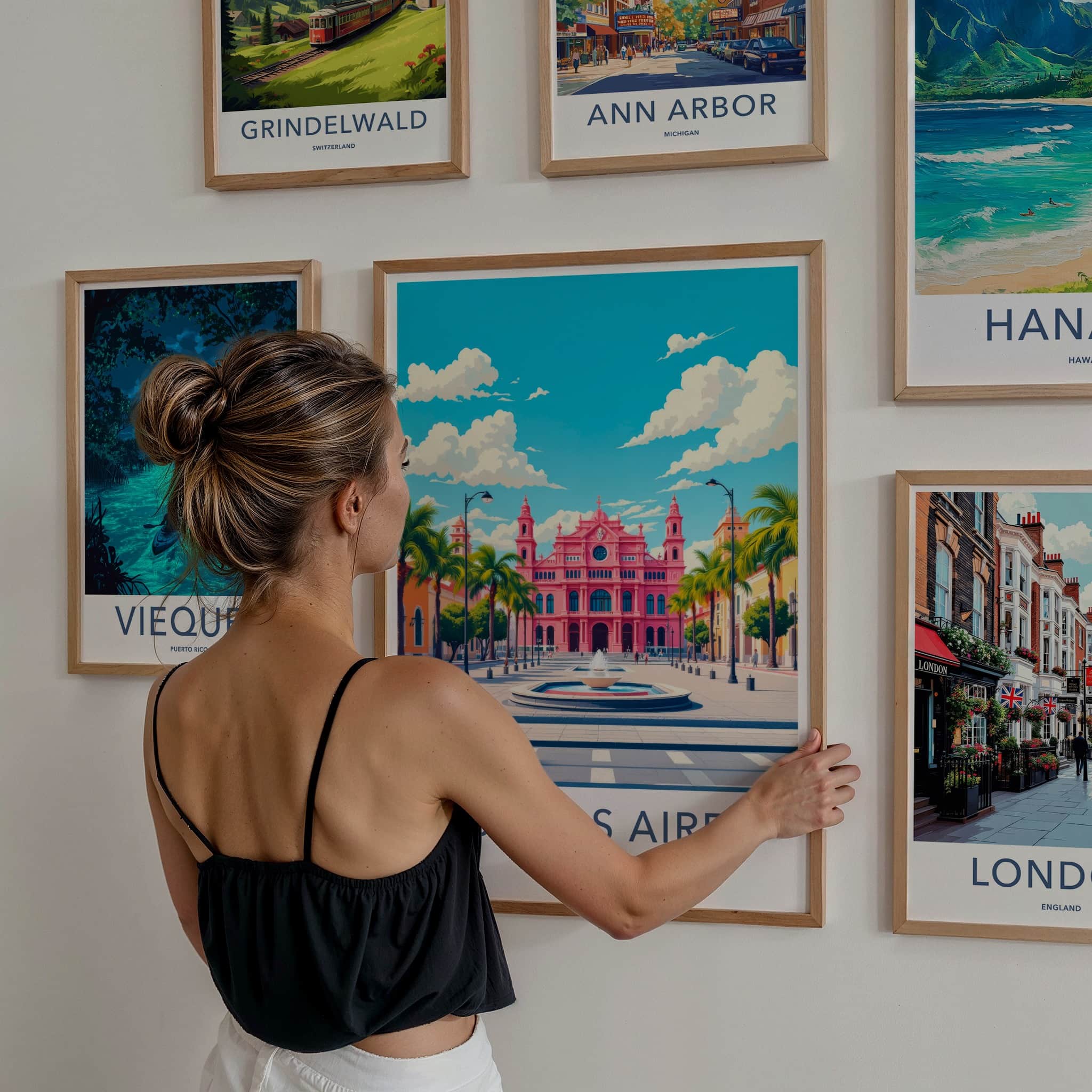 Buenos Aires Poster - Argentina Travel Art - Pink Palace Fountain Wall Decor