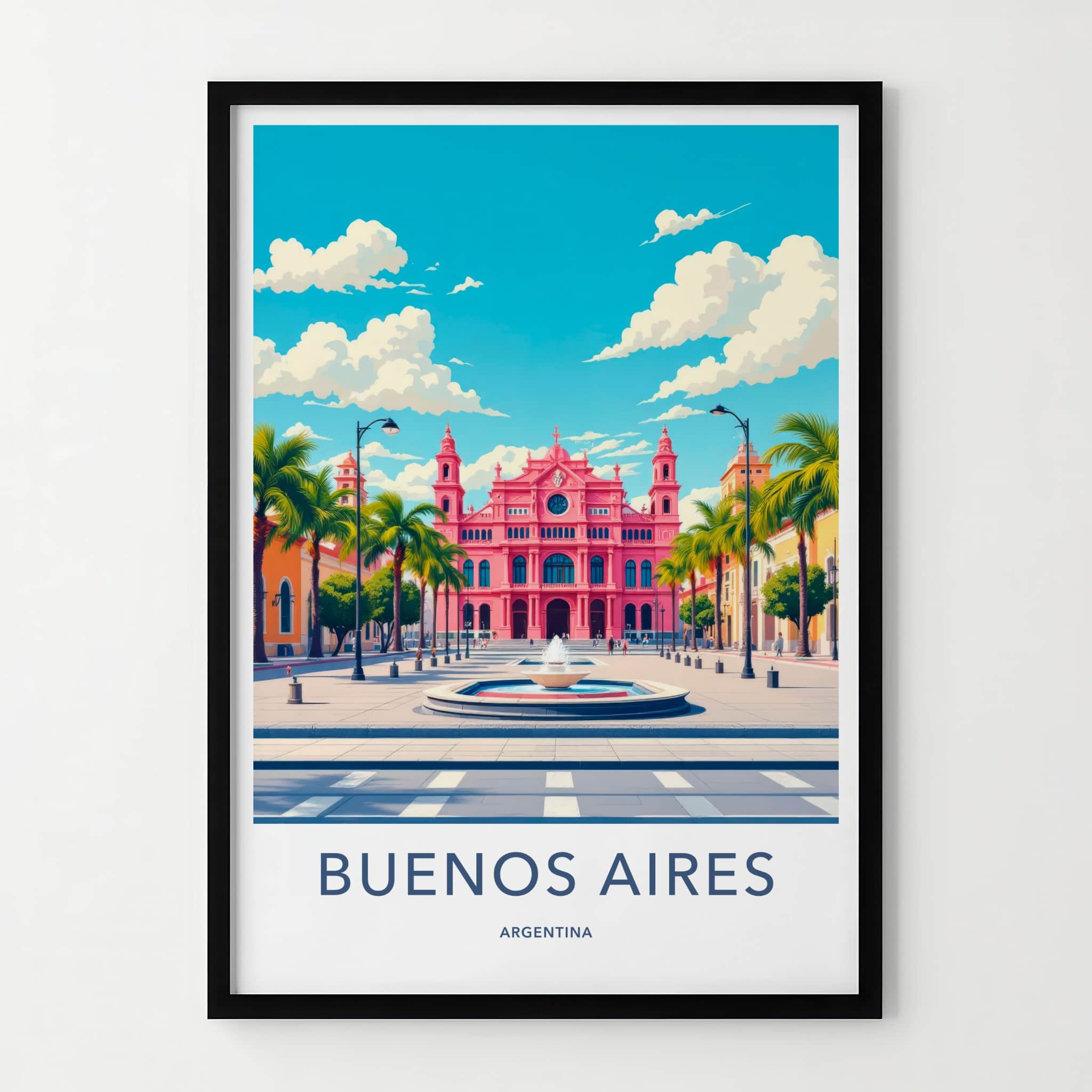 Buenos Aires Poster - Argentina Travel Art - Pink Palace Fountain Wall Decor