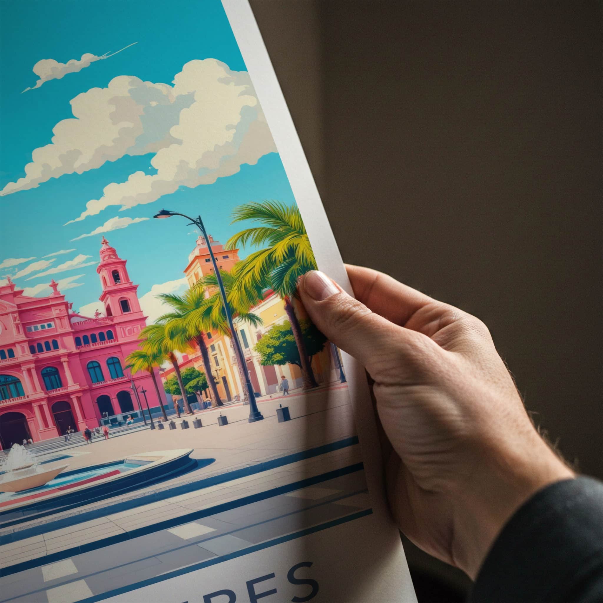 Buenos Aires Poster - Argentina Travel Art - Pink Palace Fountain Wall Decor