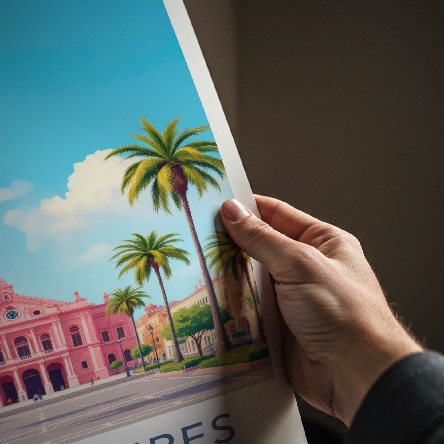 Buenos Aires Poster - Argentina Travel Art - Vibrant Pink Building Home Decor