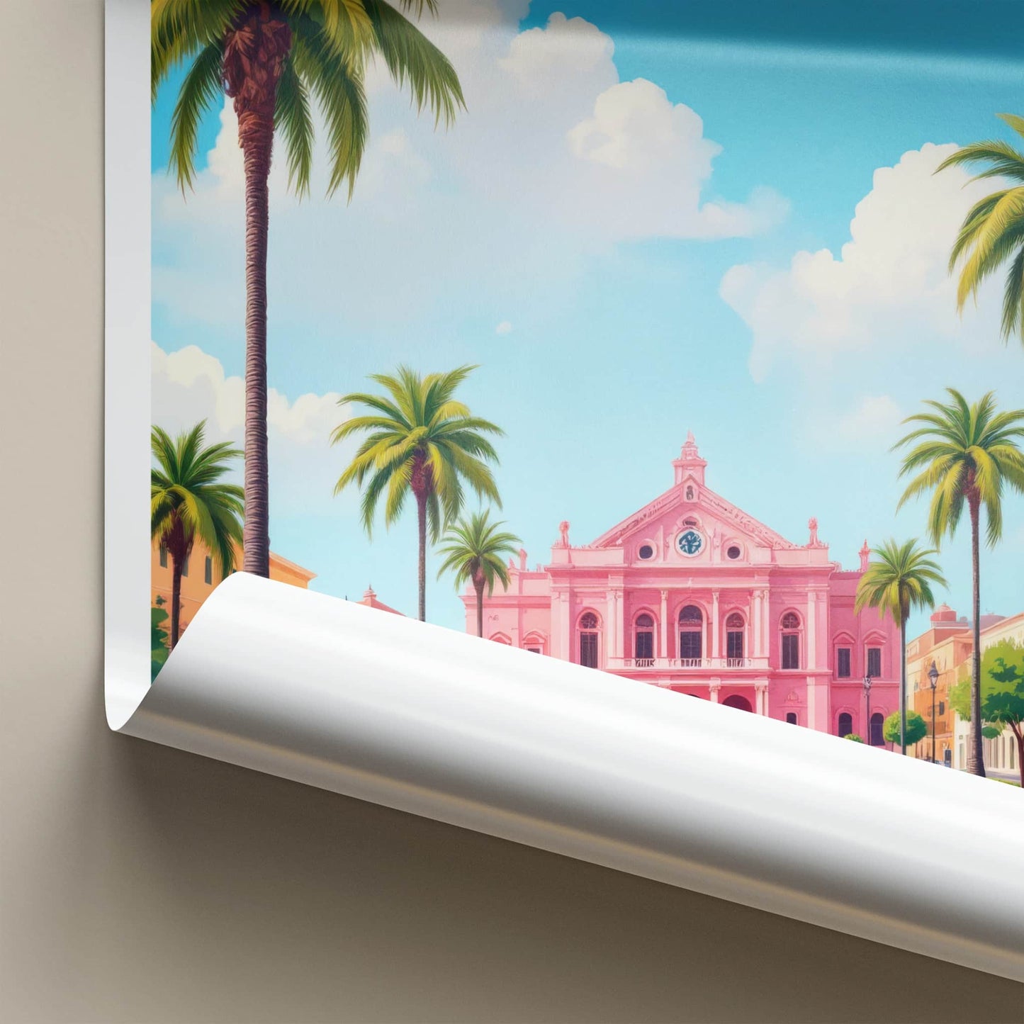 Buenos Aires Poster - Argentina Travel Art - Vibrant Pink Building Home Decor