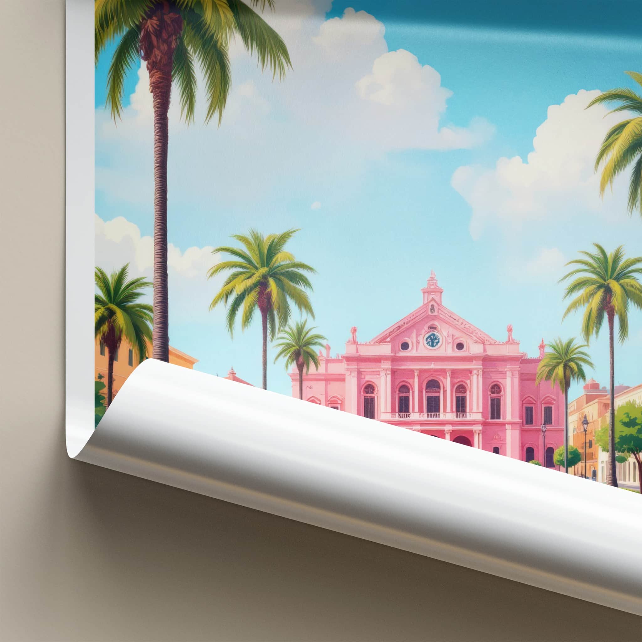 Buenos Aires Poster - Argentina Travel Art - Vibrant Pink Building Home Decor