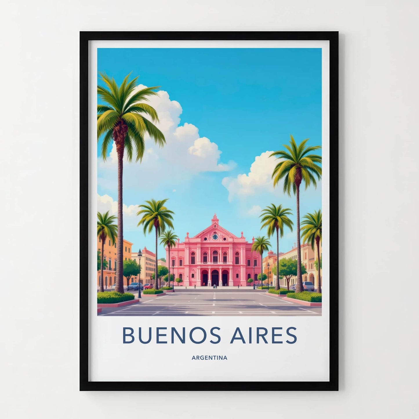 Buenos Aires Poster - Argentina Travel Art - Vibrant Pink Building Home Decor