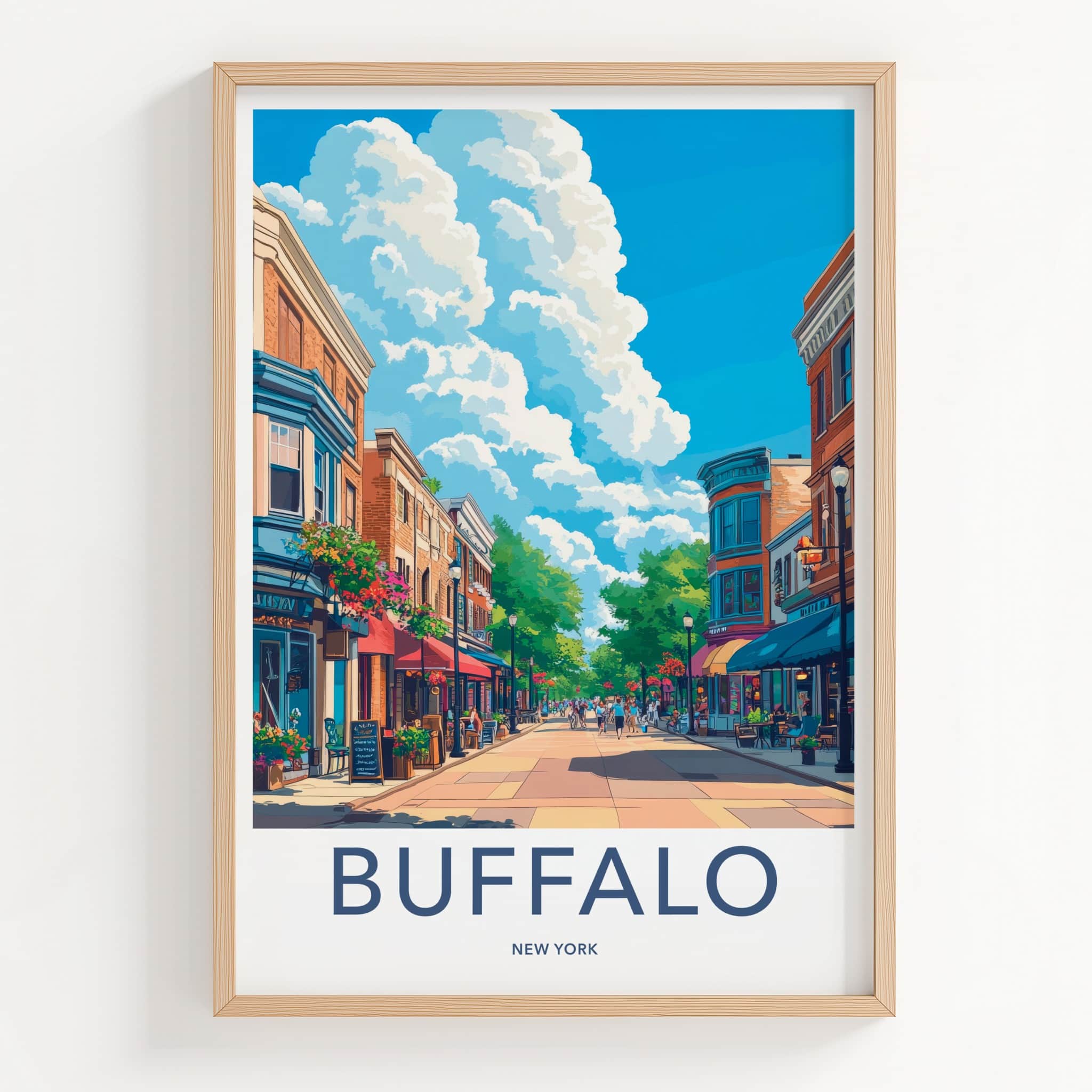 Buffalo Poster - New York Travel Art - Lively Street Shops Home Decor