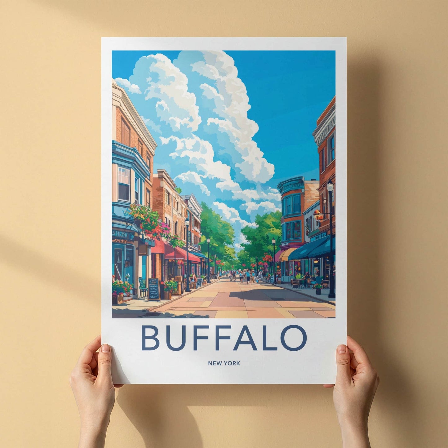 Buffalo Poster - New York Travel Art - Lively Street Shops Home Decor