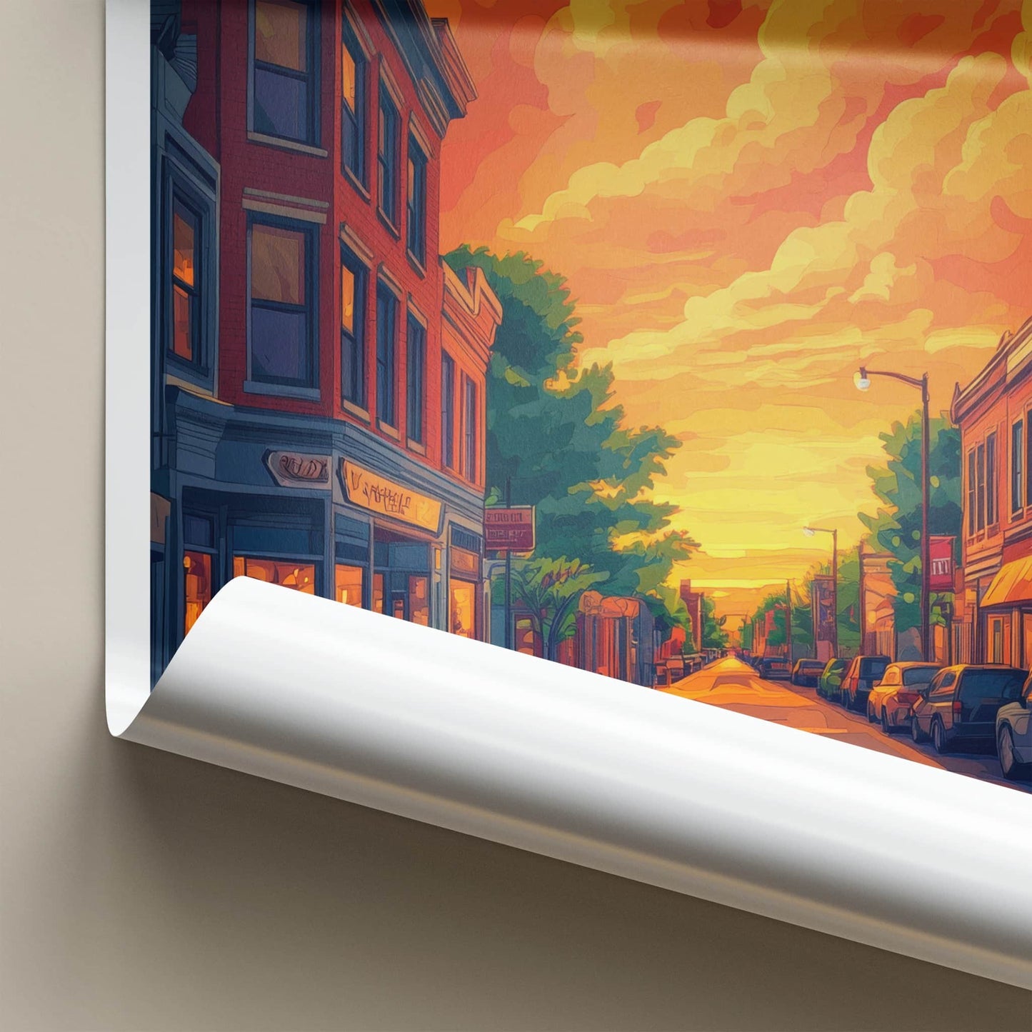 Buffalo Poster - New York Travel Art - Vibrant Sunset Street Home Decor