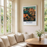 Bundi Poster - India Art Print - Rajasthan Hillside Cityscape Art Home Decor