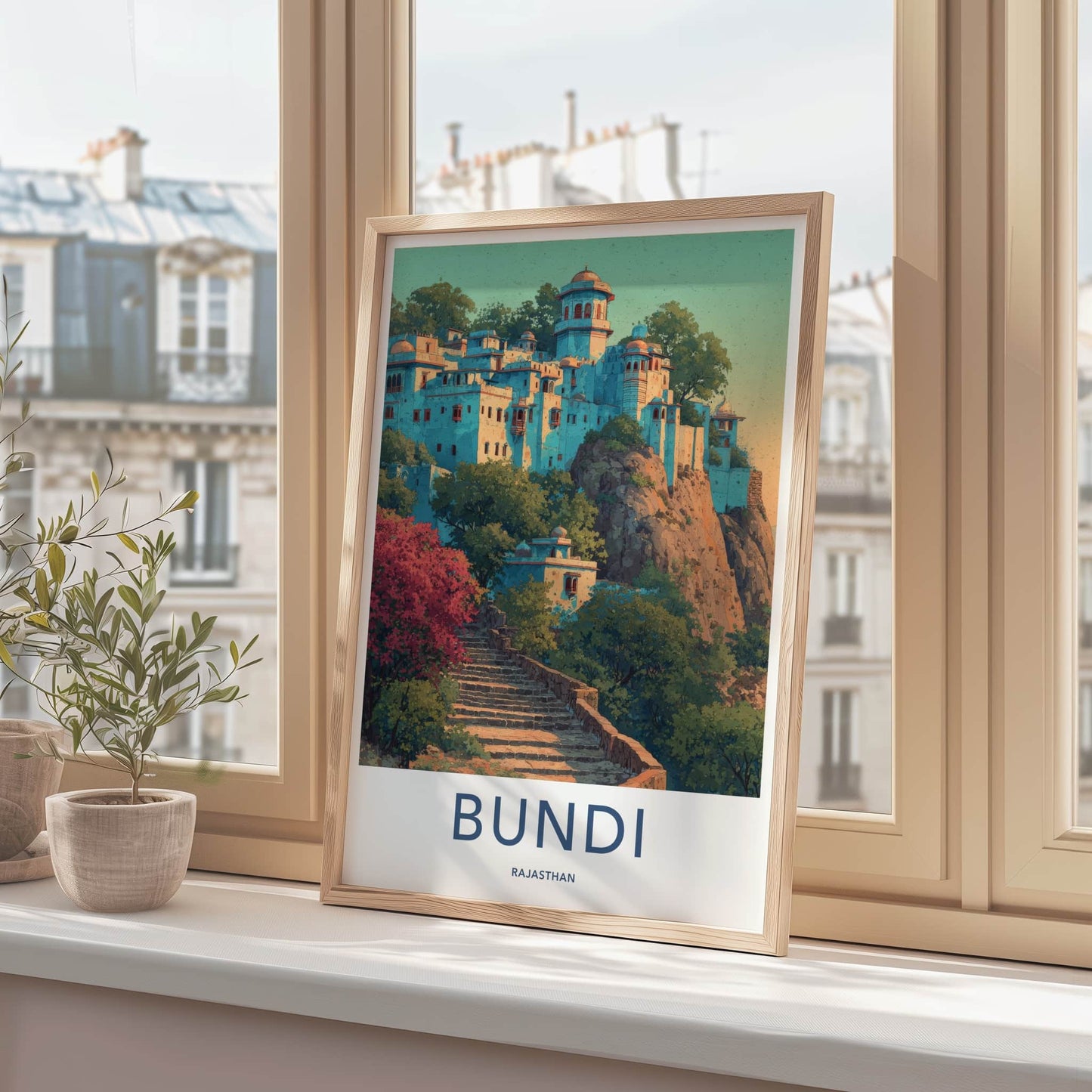 Bundi Poster - India Stone Steps Hillside Home Decor