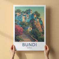 Bundi Poster - India Stone Steps Hillside Home Decor
