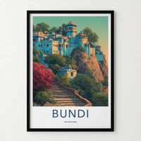 Bundi Poster - India Stone Steps Hillside Home Decor