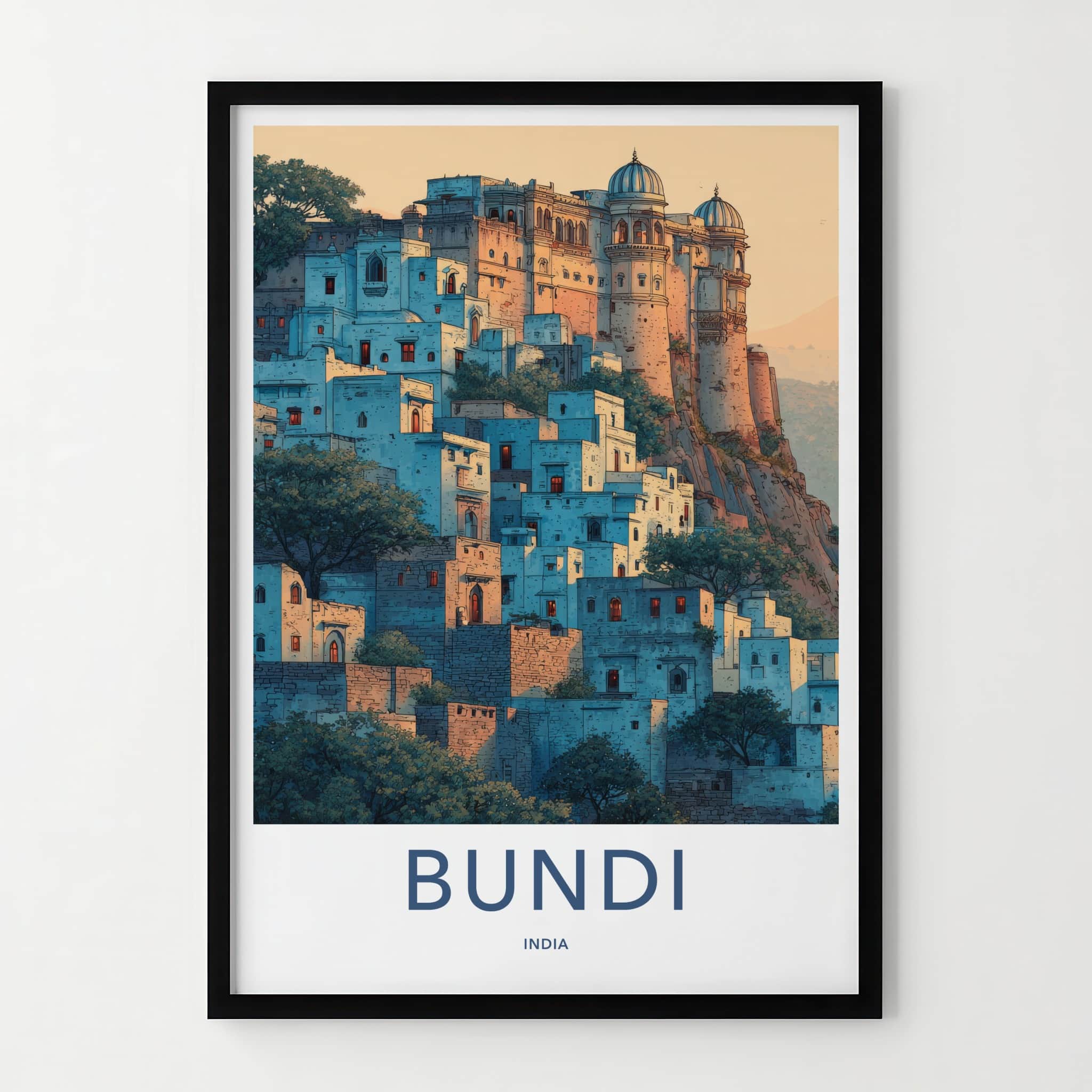 Bundi Poster - India Travel Print - Rajasthan Hillside Home Decor