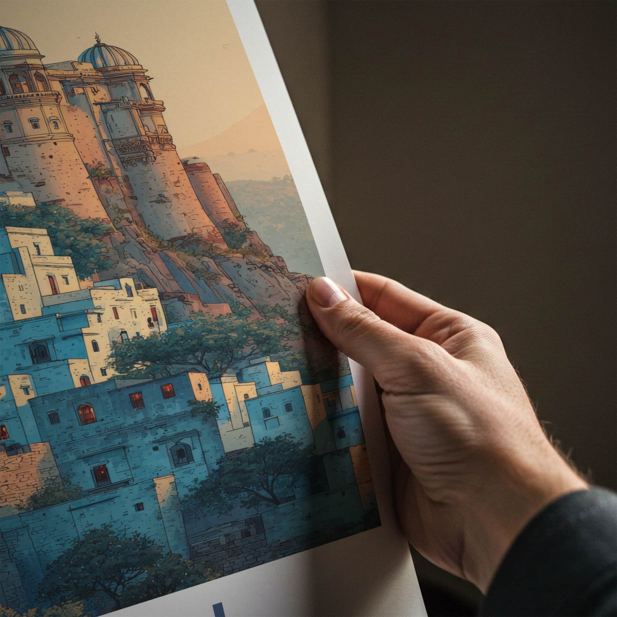 Bundi Poster - India Travel Print - Rajasthan Hillside Home Decor