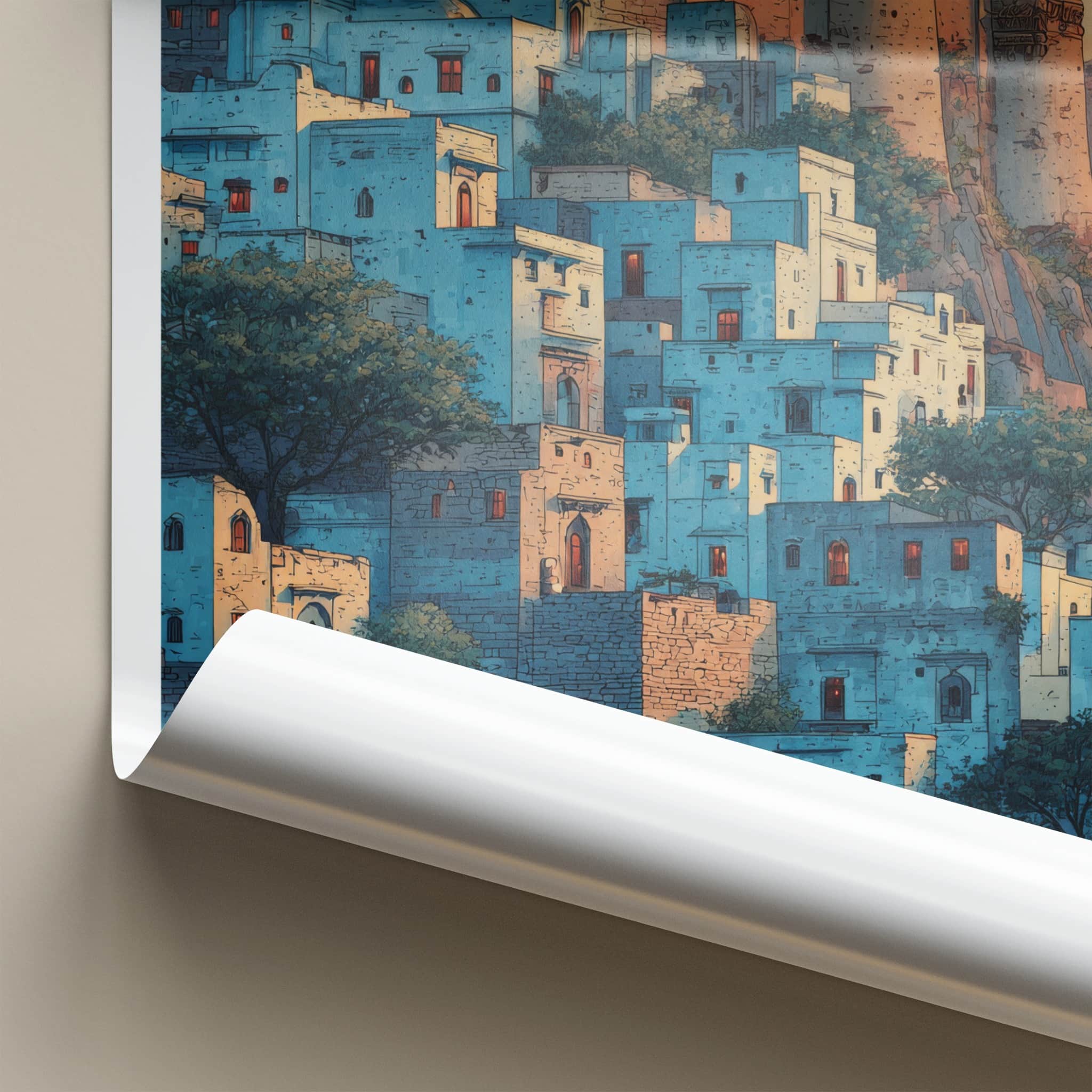 Bundi Poster - India Travel Print - Rajasthan Hillside Home Decor