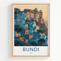 Bundi Poster - India Travel Print - Rajasthan Hillside Home Decor