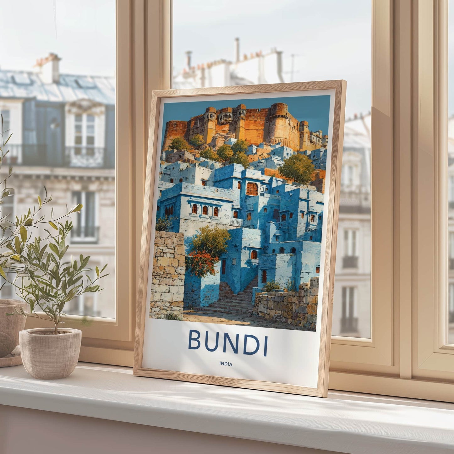 Bundi Poster - Rajasthan Travel Art - Blue City Fortress Home Decor