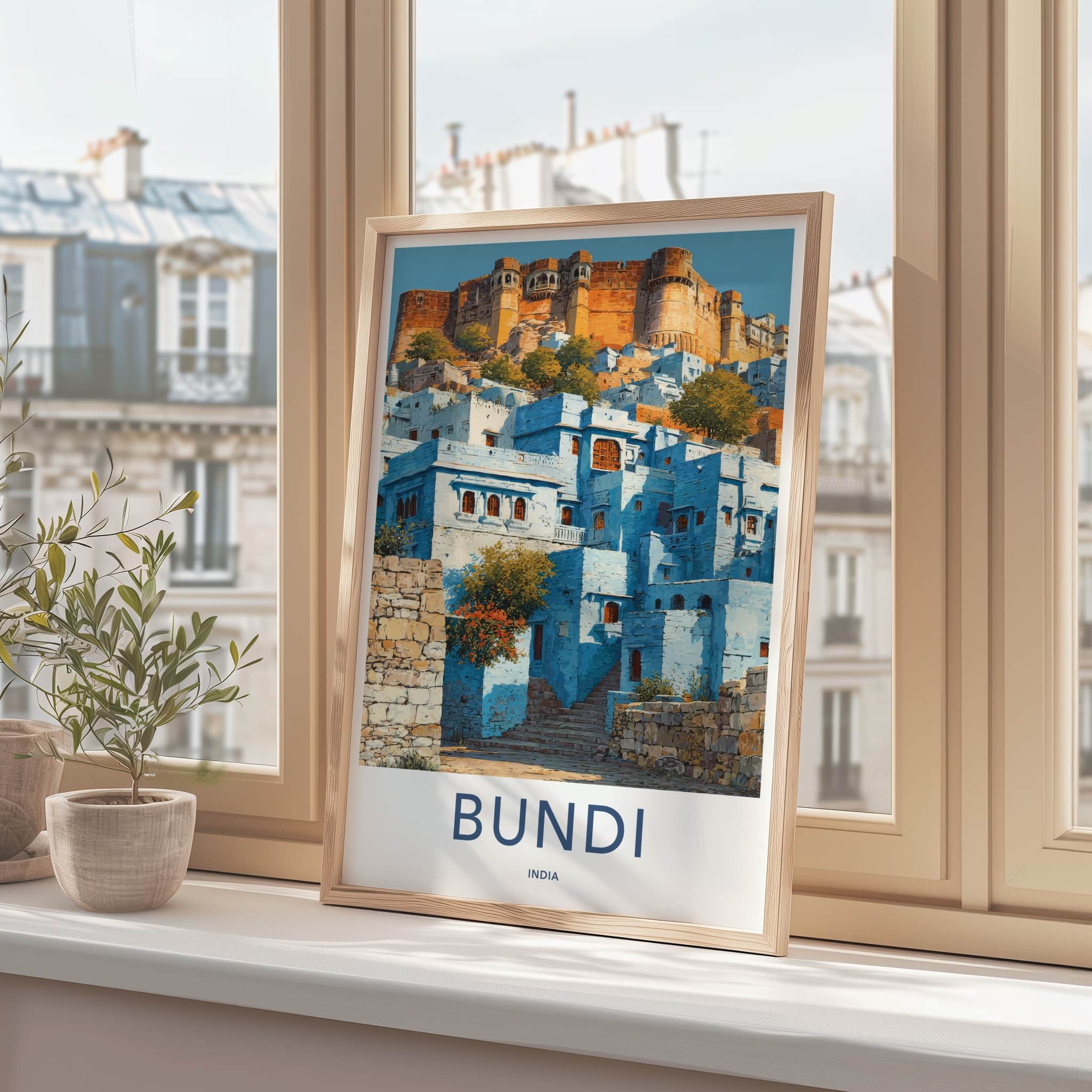 Bundi Poster - Rajasthan Travel Art - Blue City Fortress Home Decor