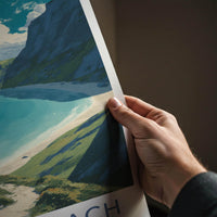 Bunes Beach Poster - Norway Travel Art - Coastal trail view Wall Decor