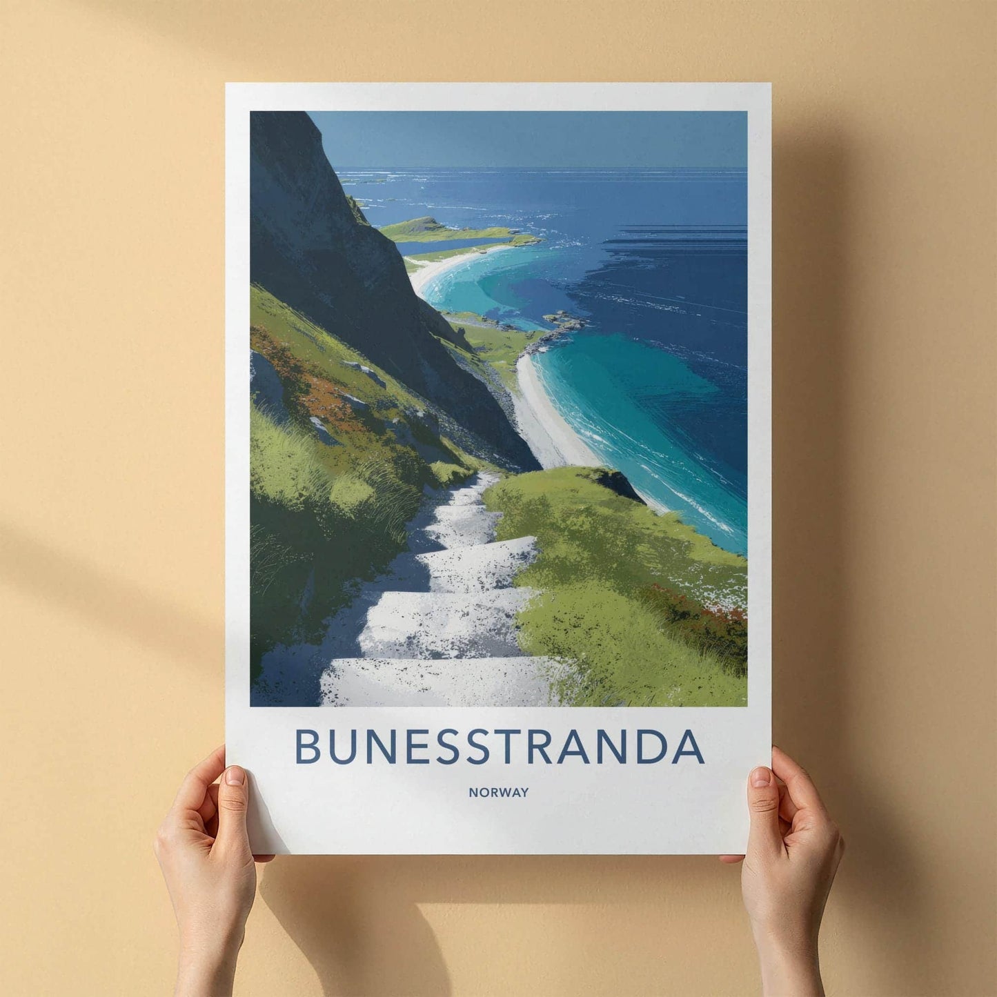 Bunessstranda Poster - Norway Scenic Art - Winding Path Beach Home Decor