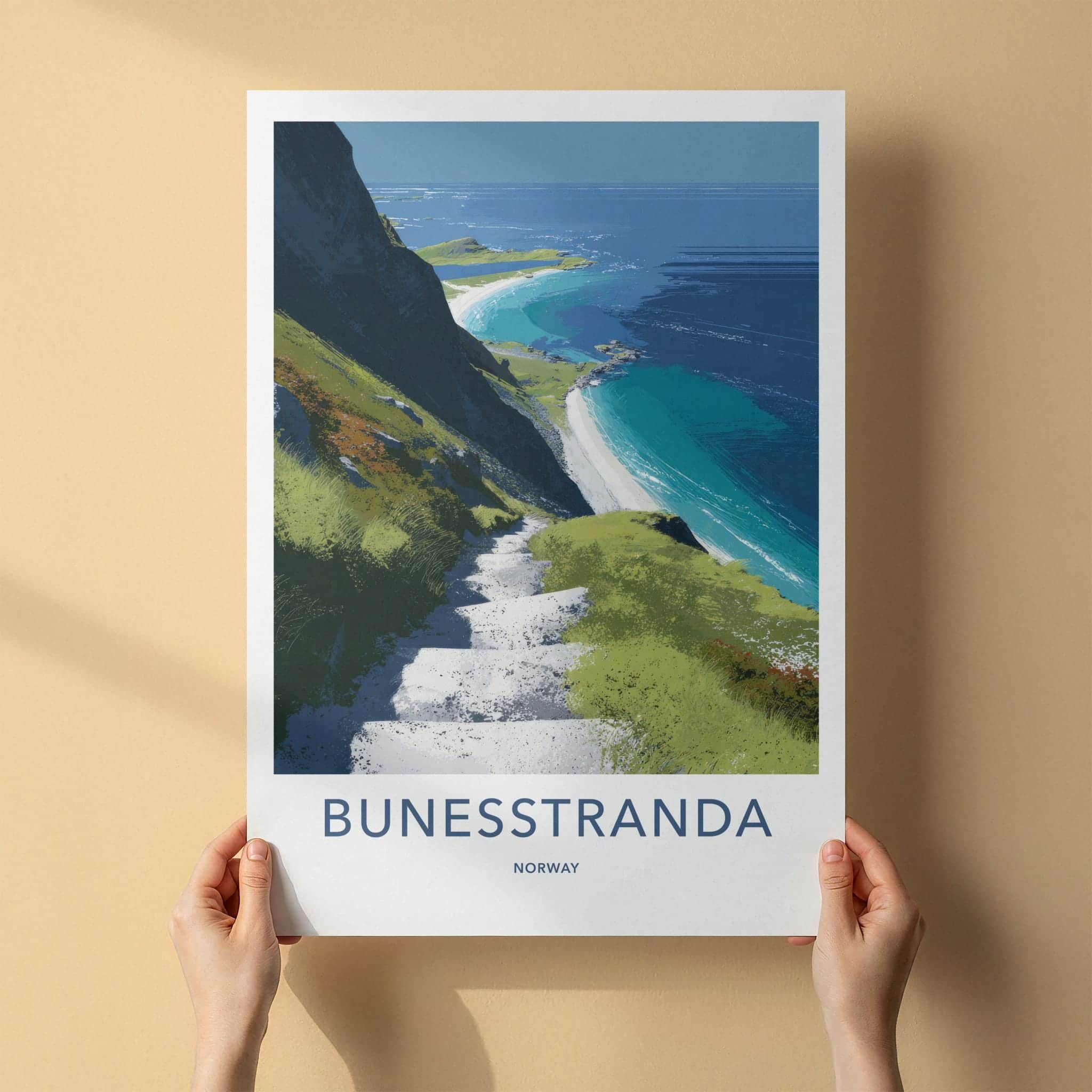 Bunessstranda Poster - Norway Scenic Art - Winding Path Beach Home Decor