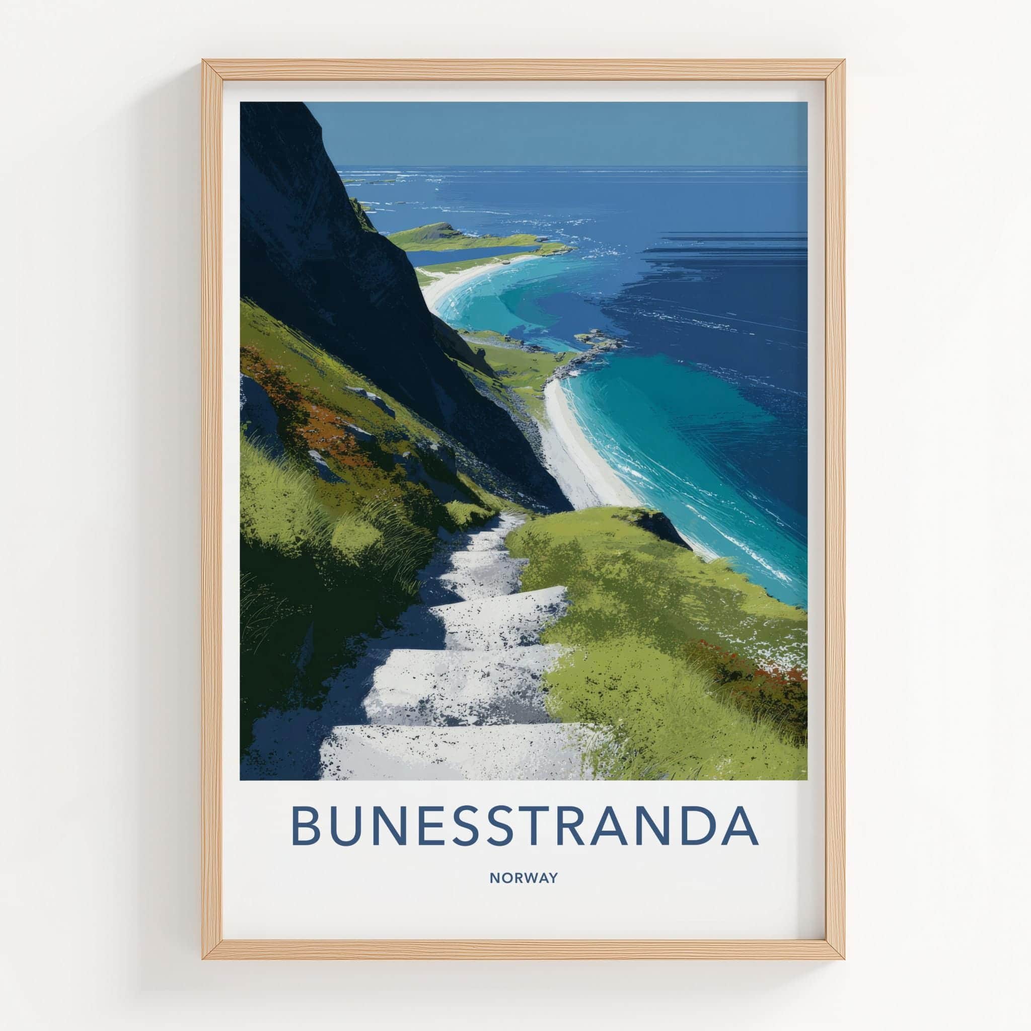 Bunessstranda Poster - Norway Scenic Art - Winding Path Beach Home Decor