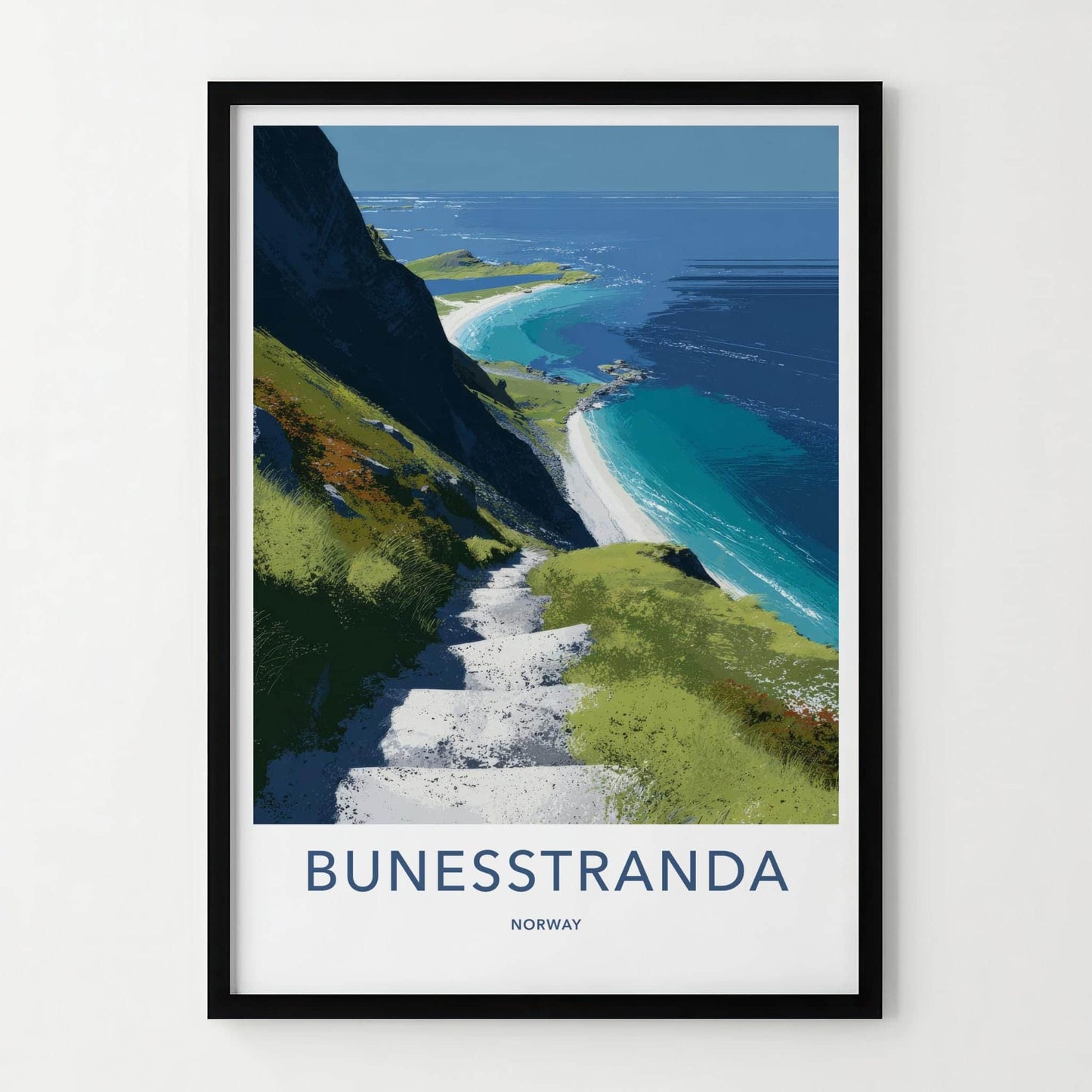 Bunessstranda Poster - Norway Scenic Art - Winding Path Beach Home Decor