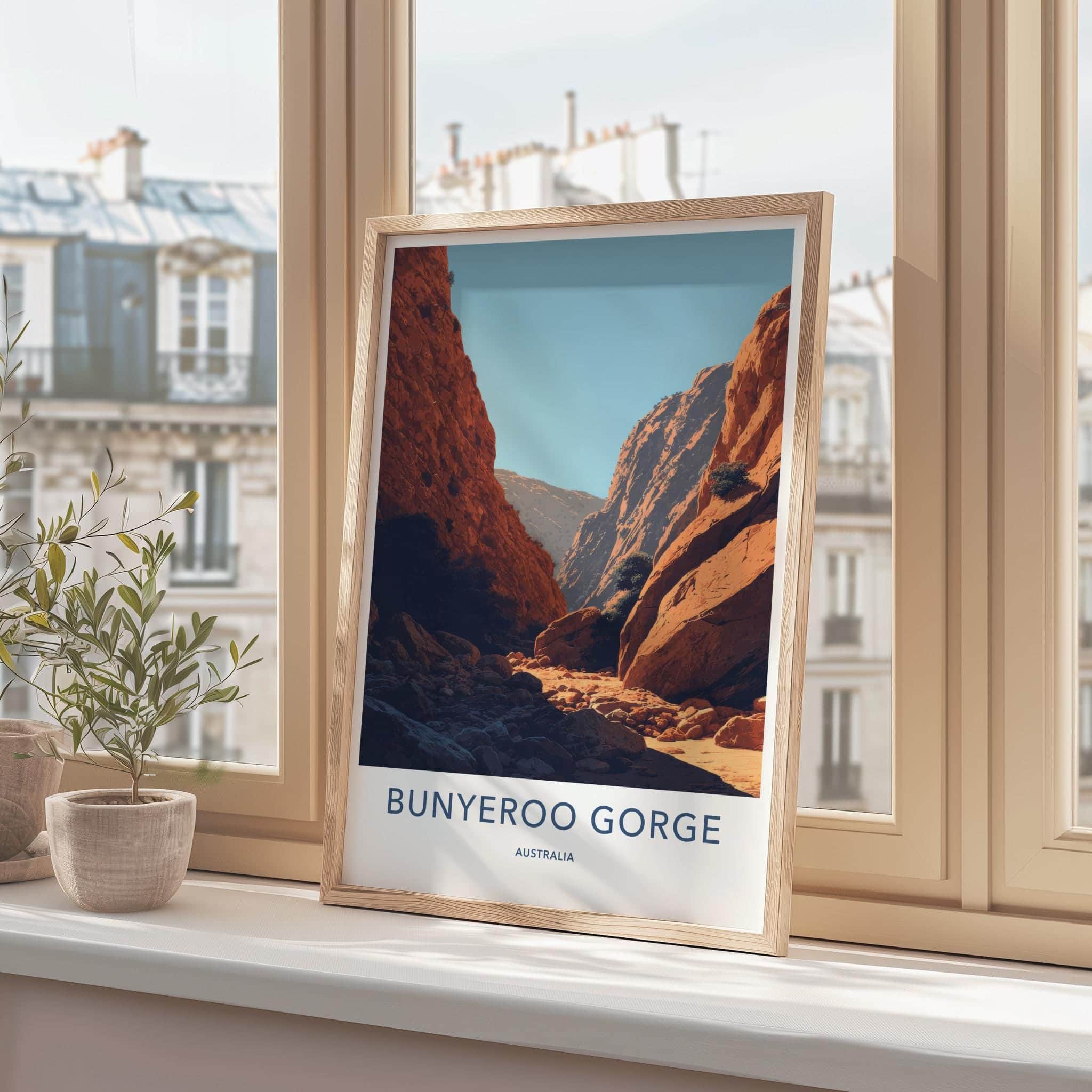 Bunyeroo Gorge Poster - Australia Travel Art - Desert Canyon Walls Wall Decor