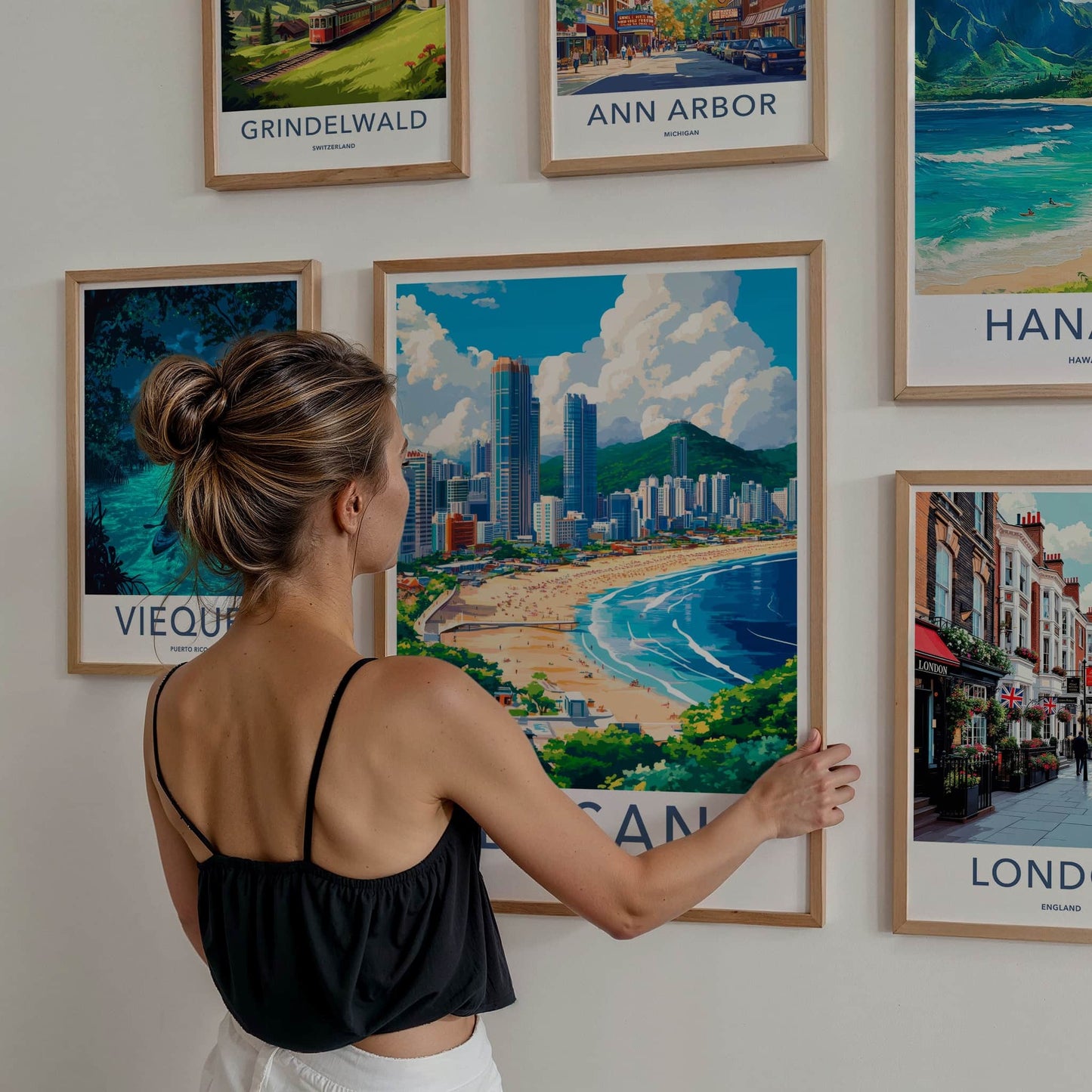 Busan Poster - South Korea Travel Art - Coastal Cityscape View Home Decor