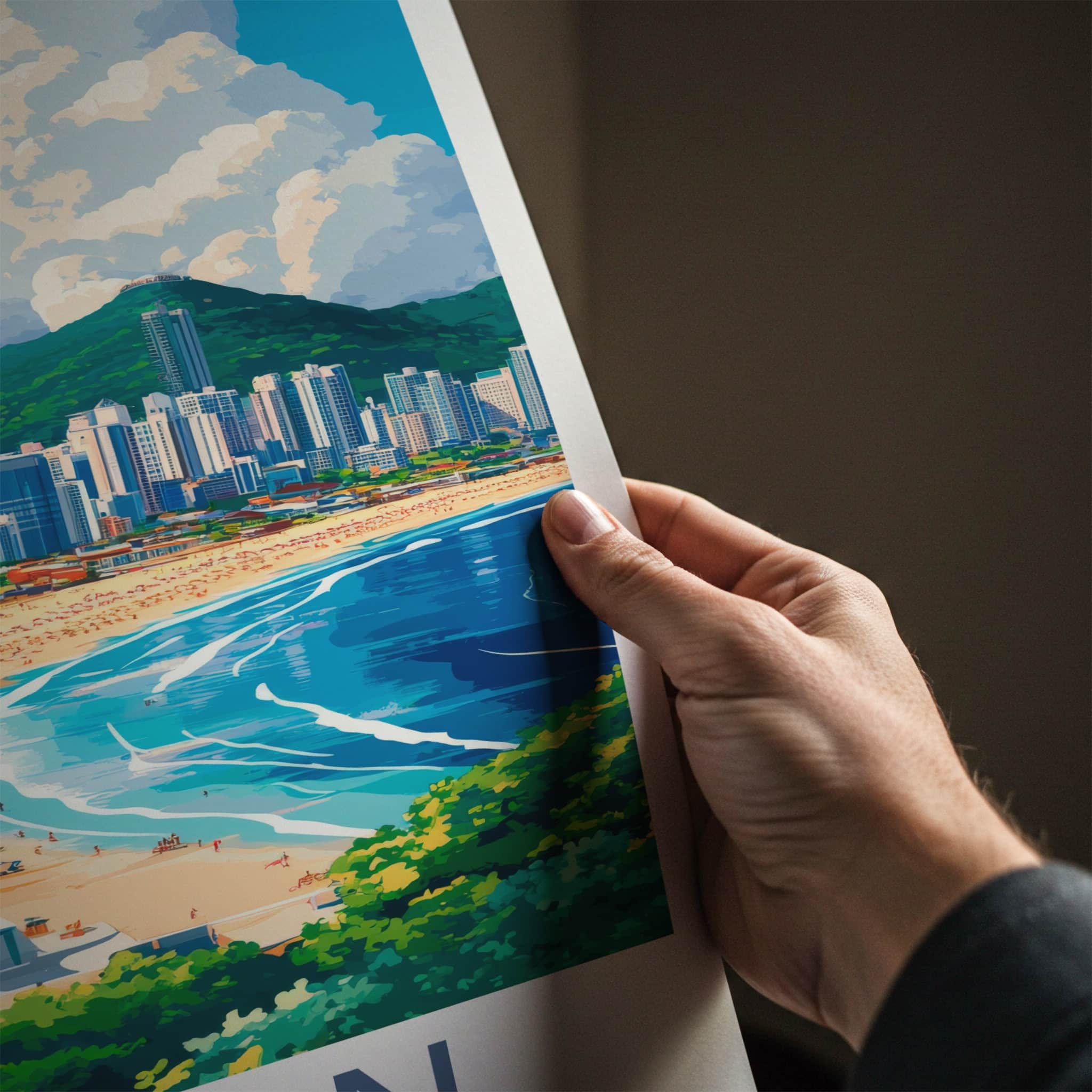 Busan Poster - South Korea Travel Art - Coastal Cityscape View Home Decor