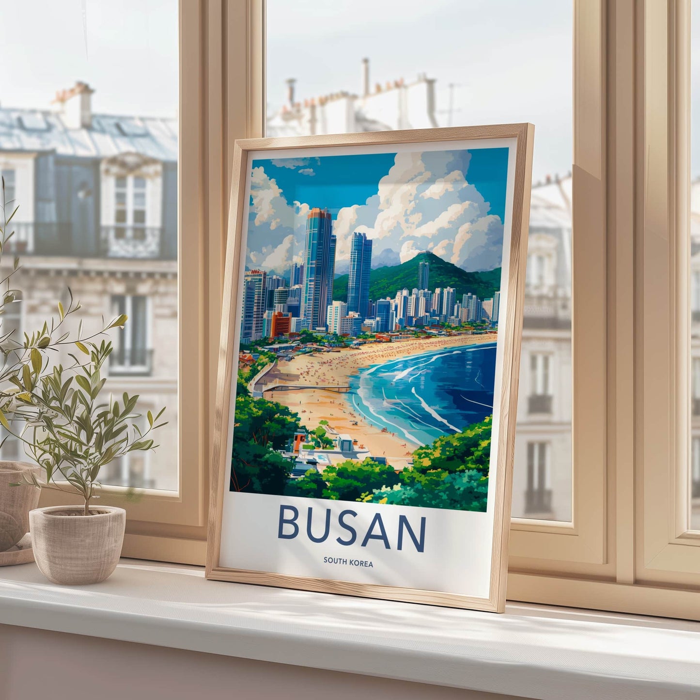 Busan Poster - South Korea Travel Art - Coastal Cityscape View Home Decor