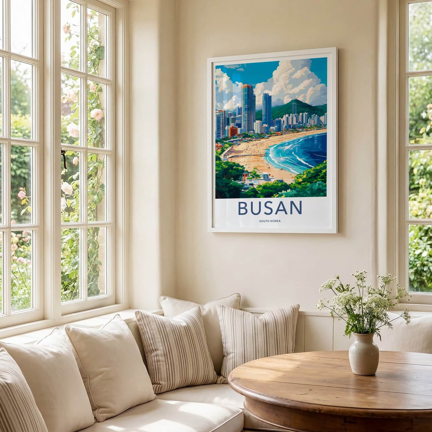 Busan Poster - South Korea Travel Art - Coastal Cityscape View Home Decor