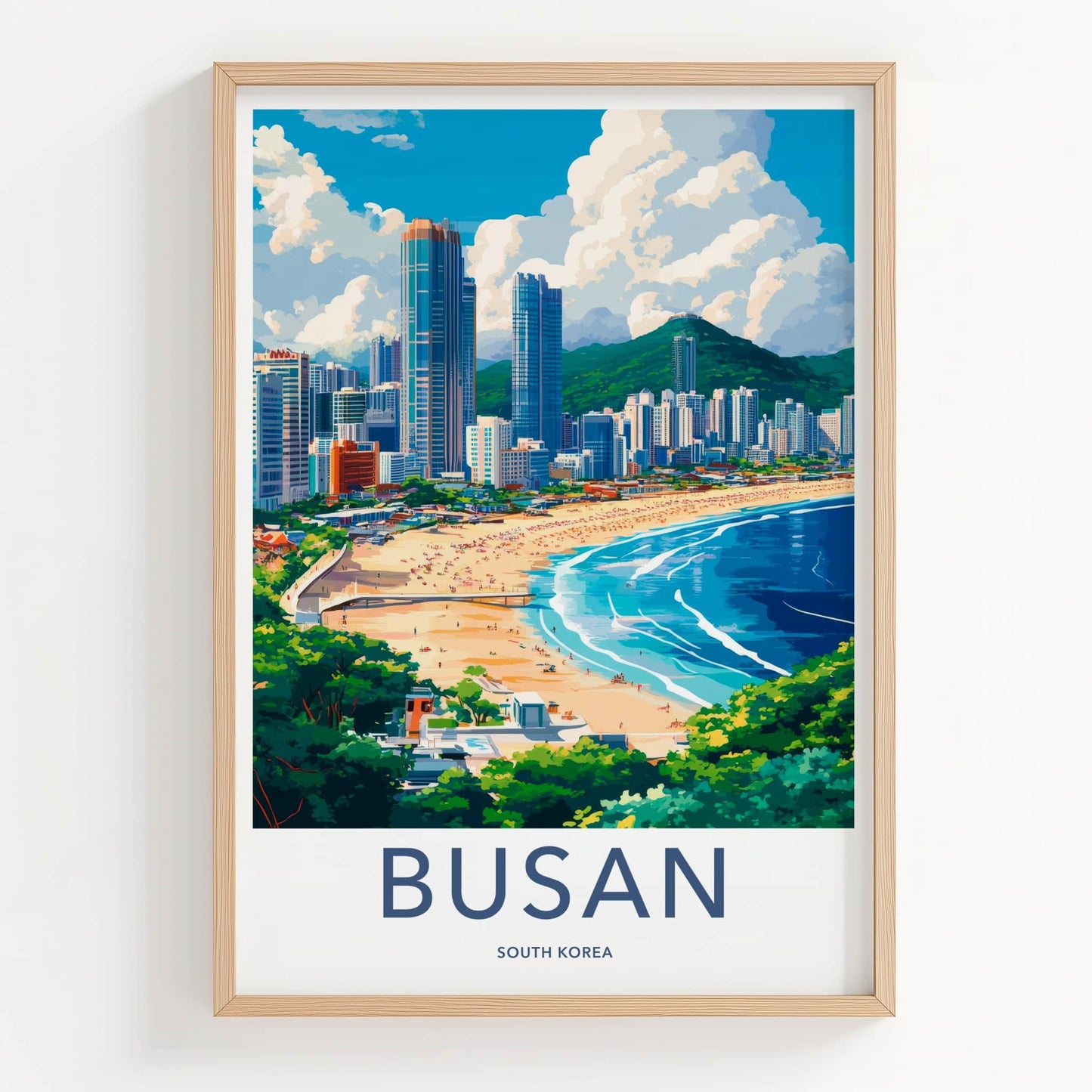 Busan Poster - South Korea Travel Art - Coastal Cityscape View Home Decor