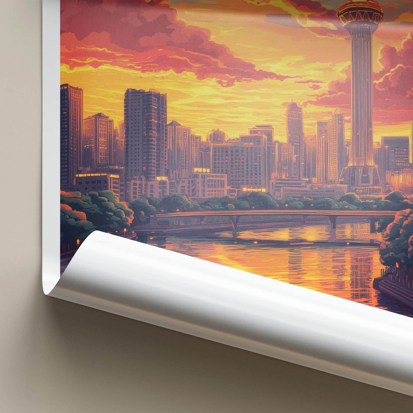 Busan Poster - South Korea Travel Art - Fiery Sunset Skyline Home Decor