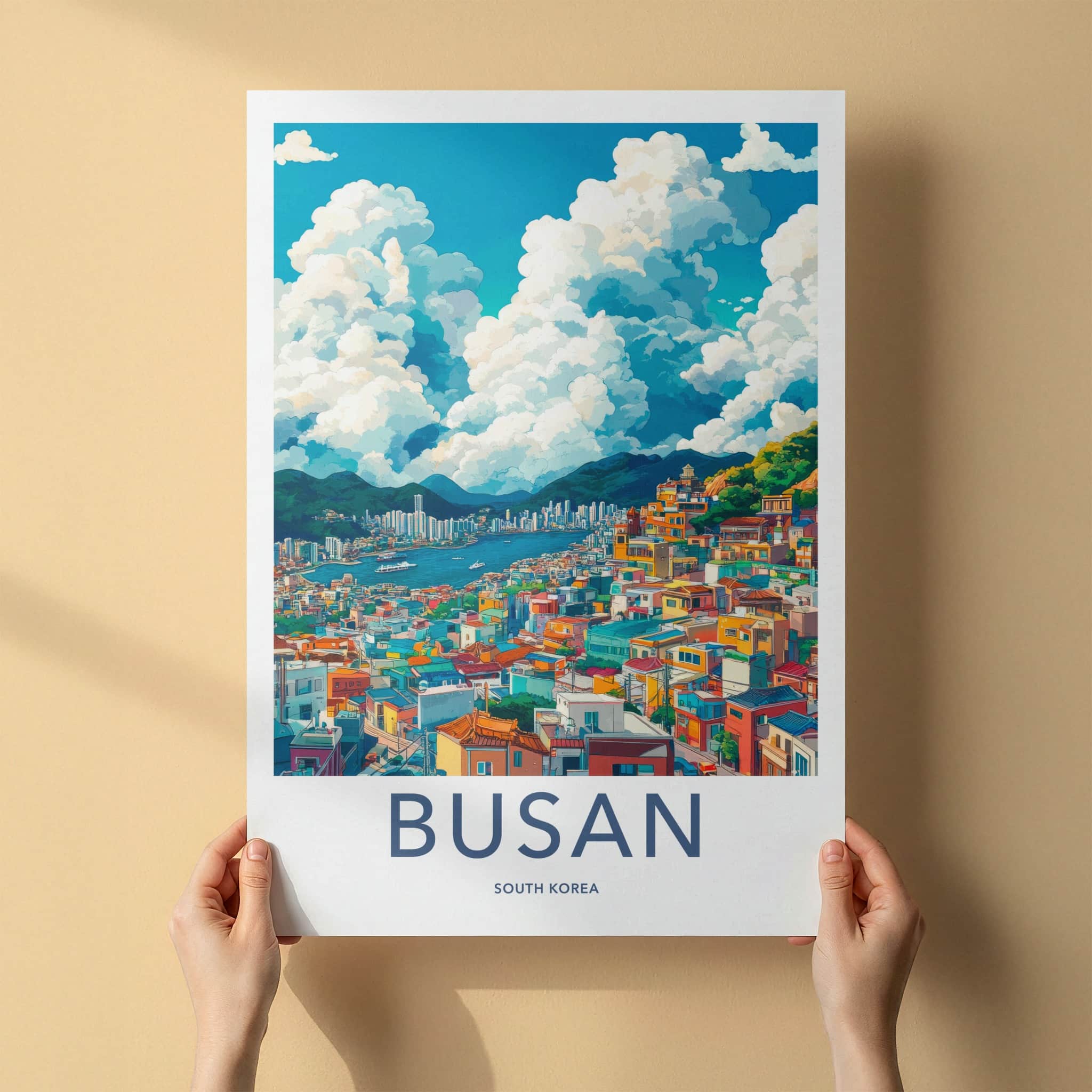 Busan Poster - South Korea Travel Art - Vibrant Coastal City Home Decor