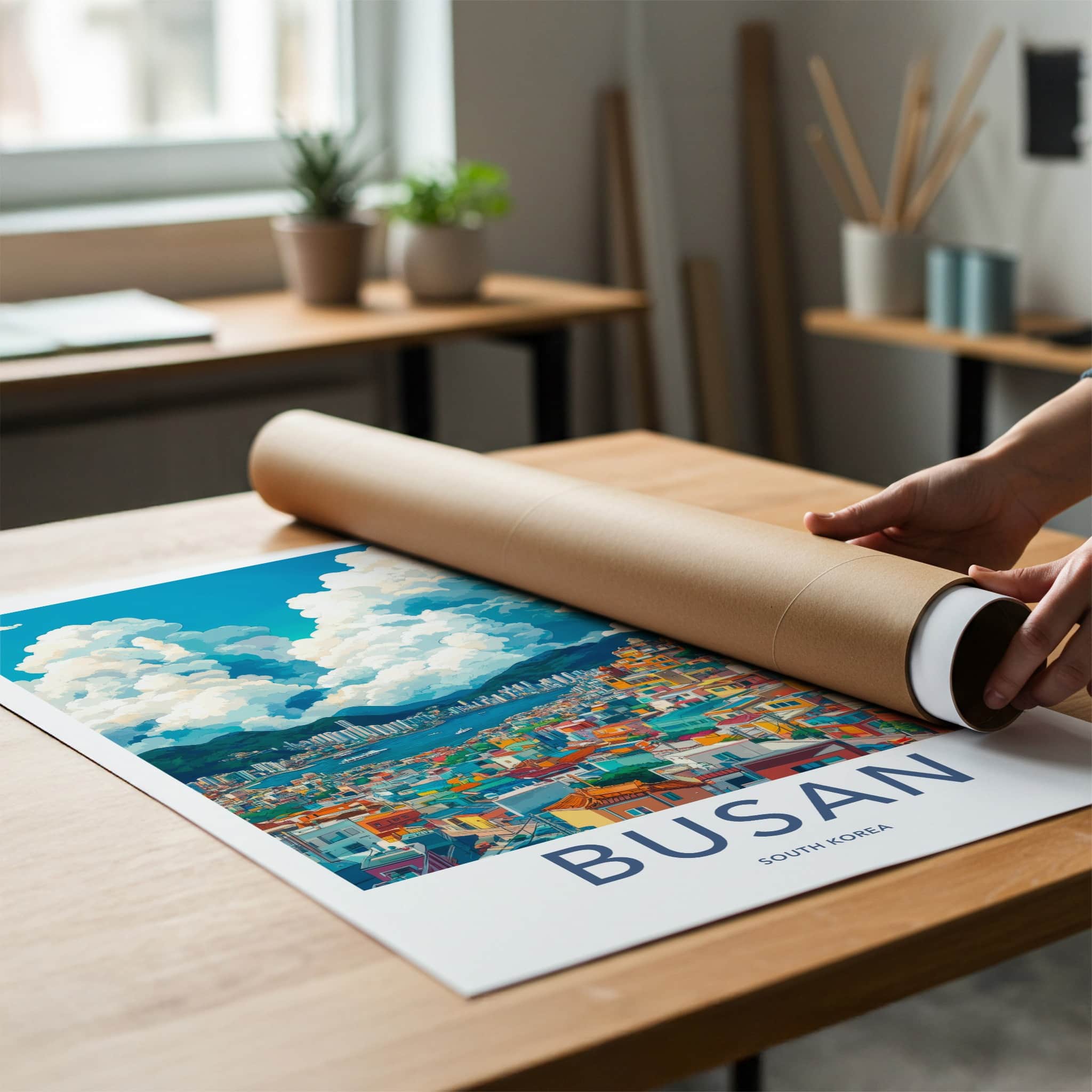 Busan Poster - South Korea Travel Art - Vibrant Coastal City Home Decor