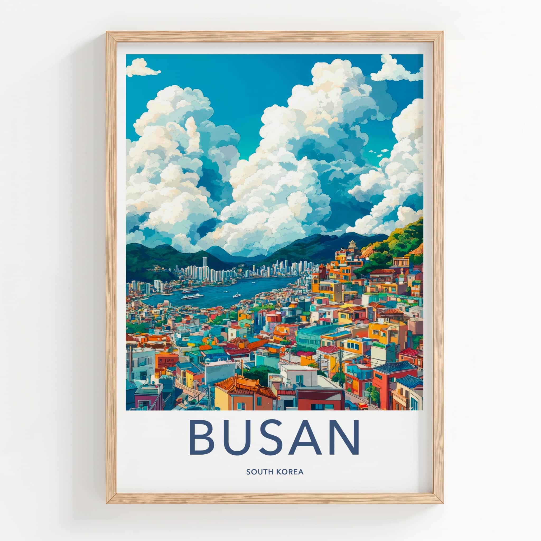 Busan Poster - South Korea Travel Art - Vibrant Coastal City Home Decor