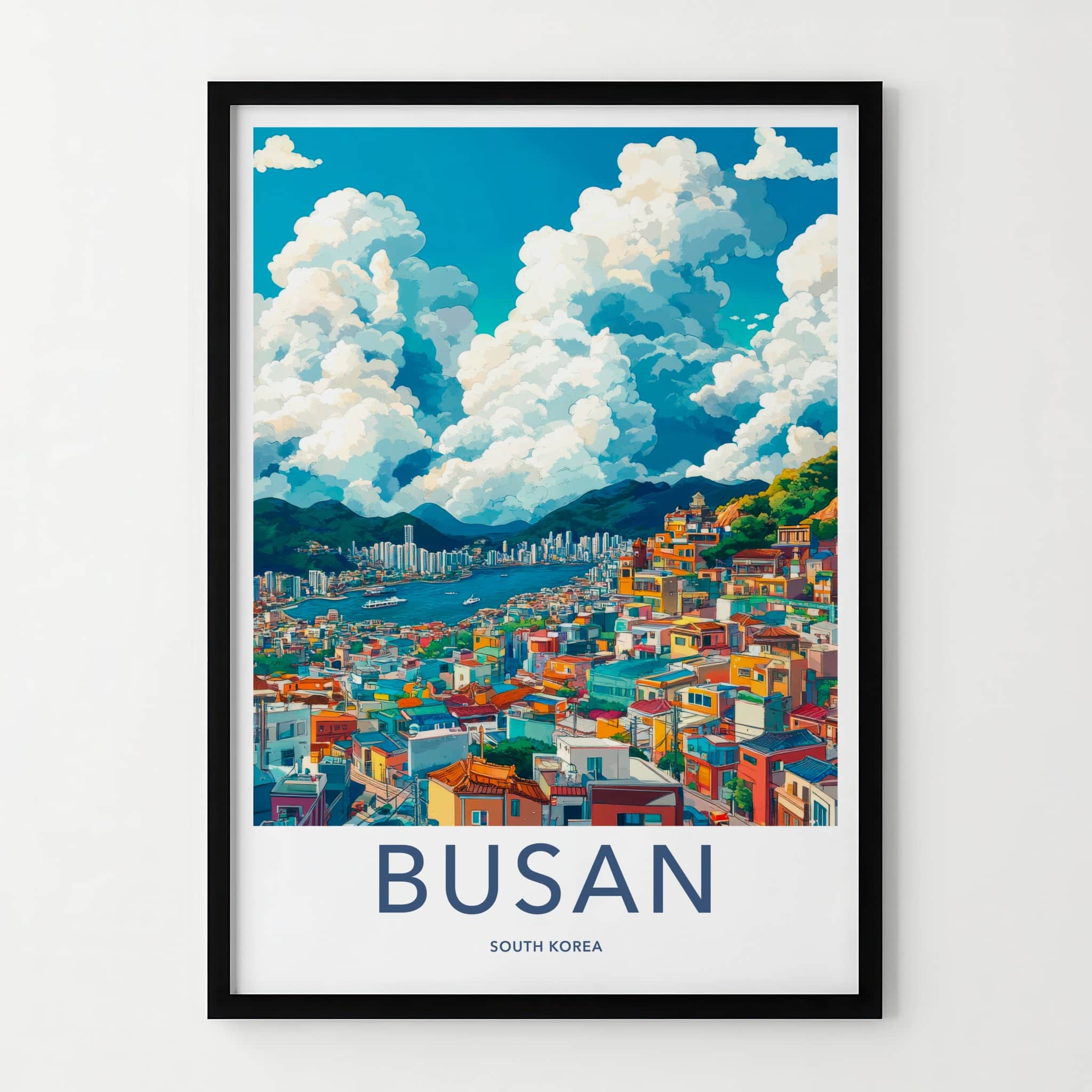 Busan Poster - South Korea Travel Art - Vibrant Coastal City Home Decor