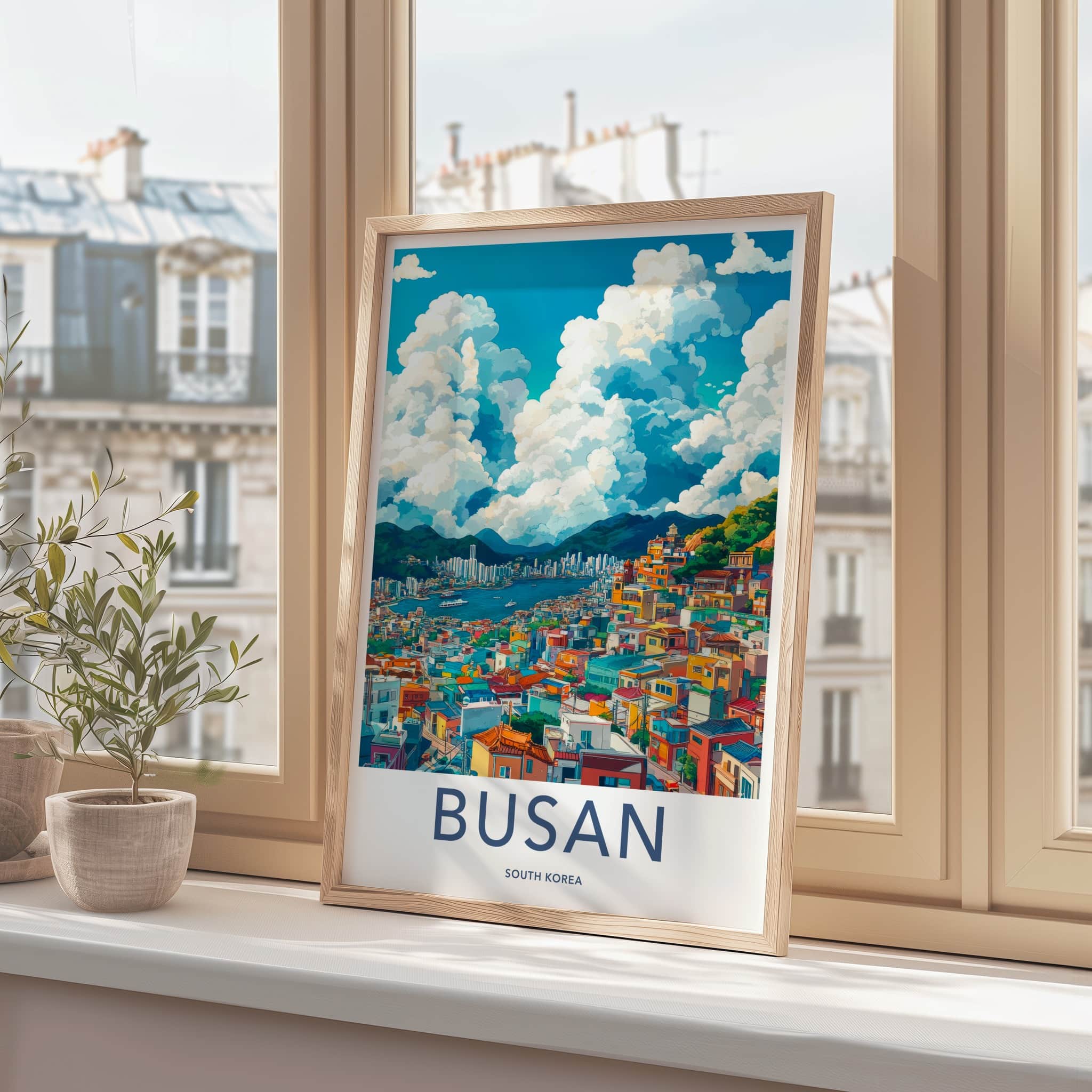 Busan Poster - South Korea Travel Art - Vibrant Coastal City Home Decor
