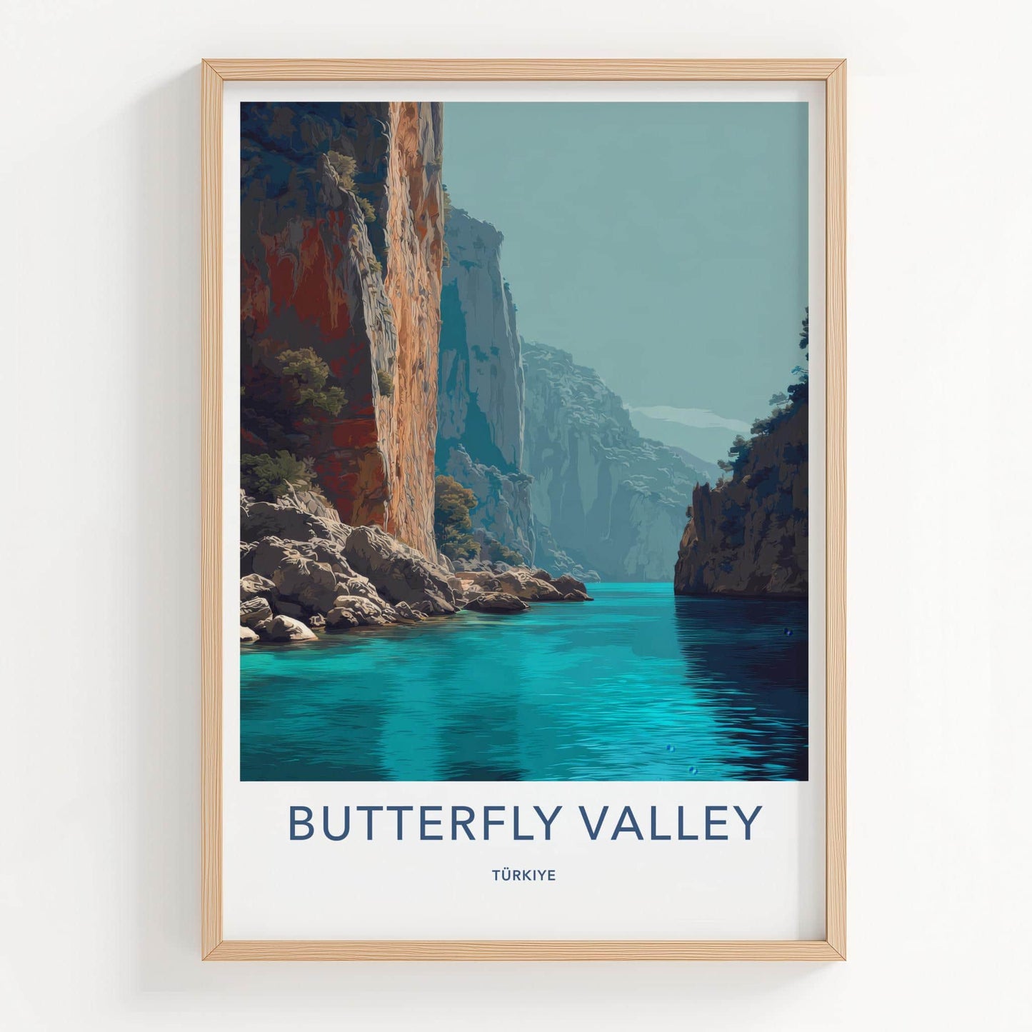 Butterfly Valley Poster - Turkiye Scenic Art - Turquoise Water Cliffs Room Decor