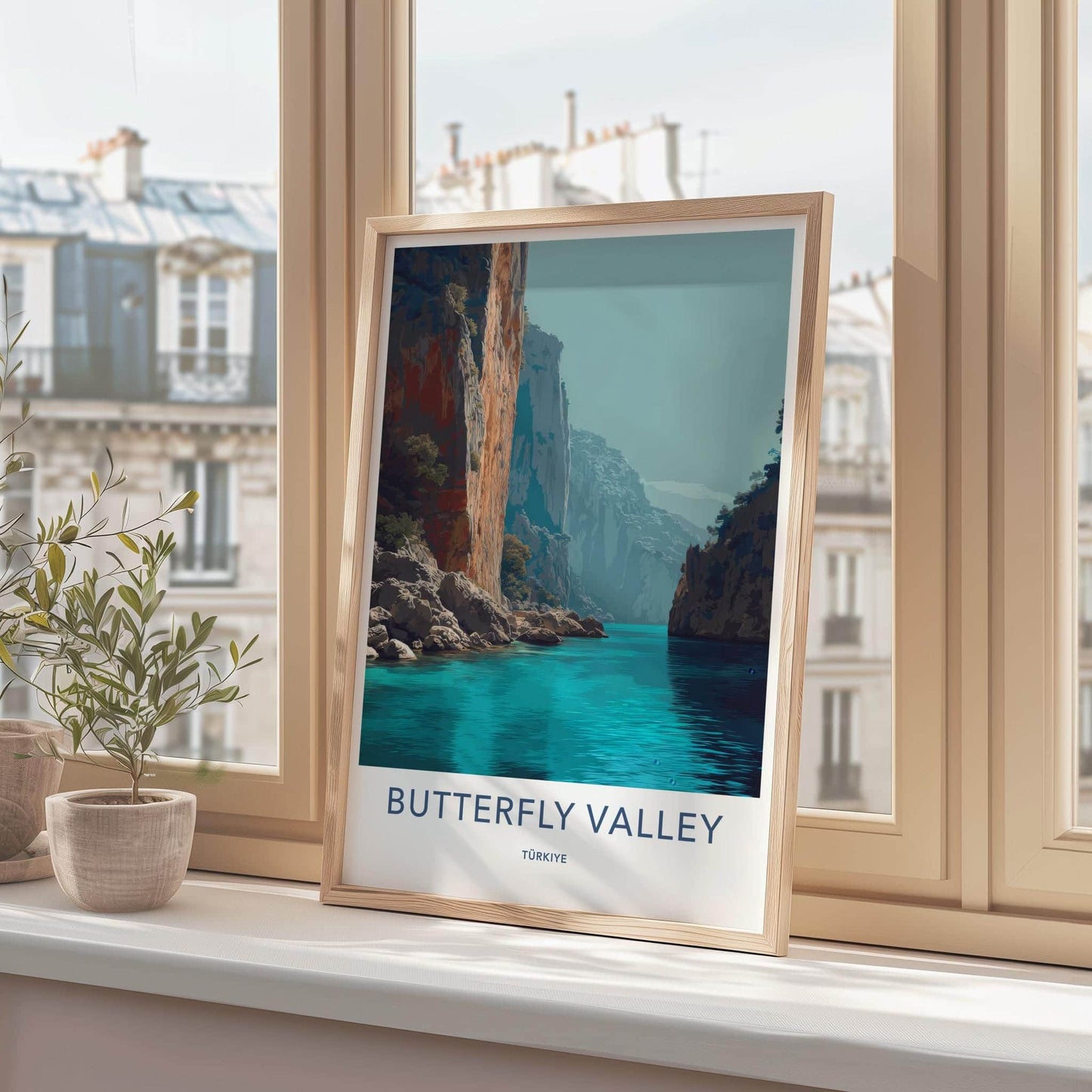 Butterfly Valley Poster - Turkiye Scenic Art - Turquoise Water Cliffs Room Decor
