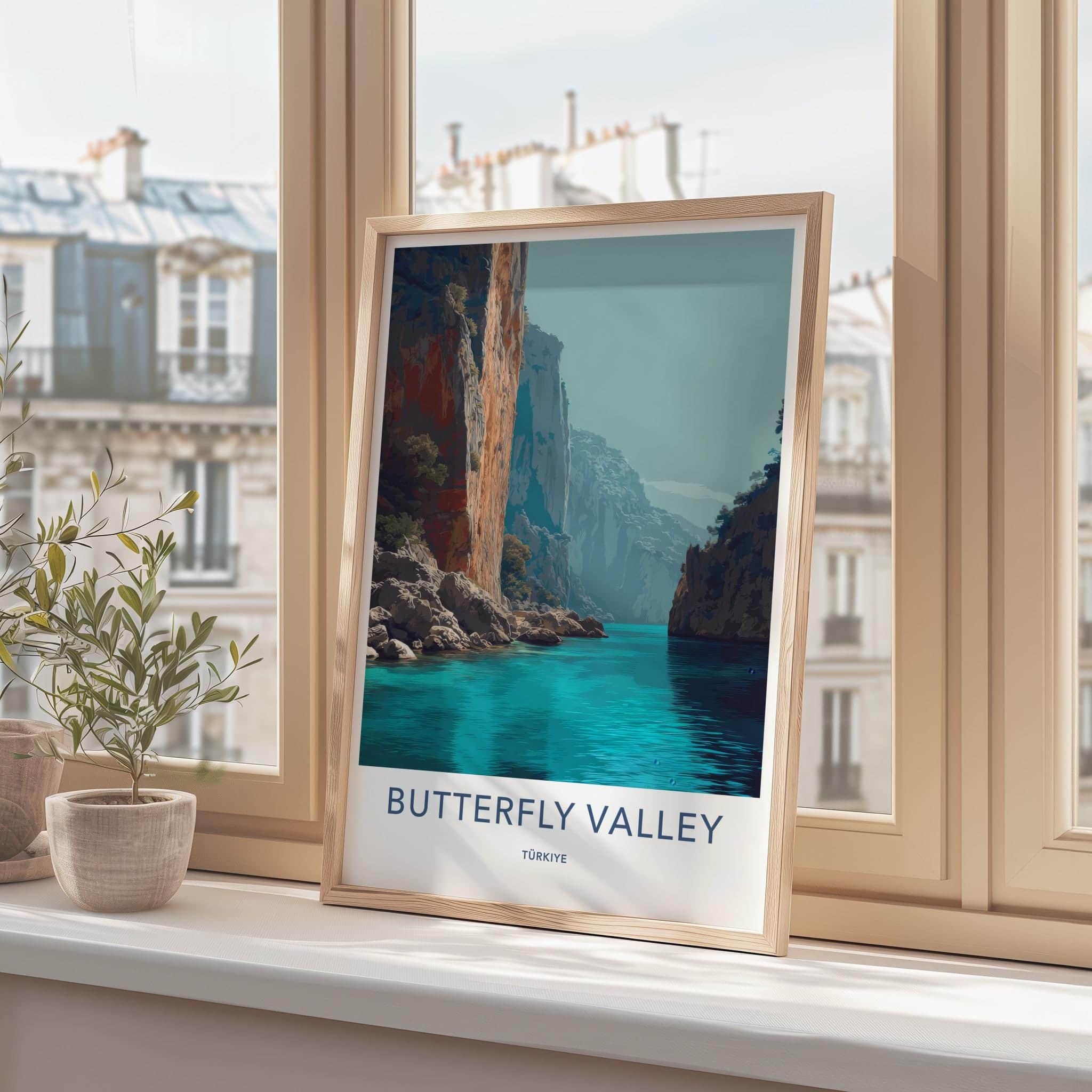 Butterfly Valley Poster - Turkiye Scenic Art - Turquoise Water Cliffs Room Decor