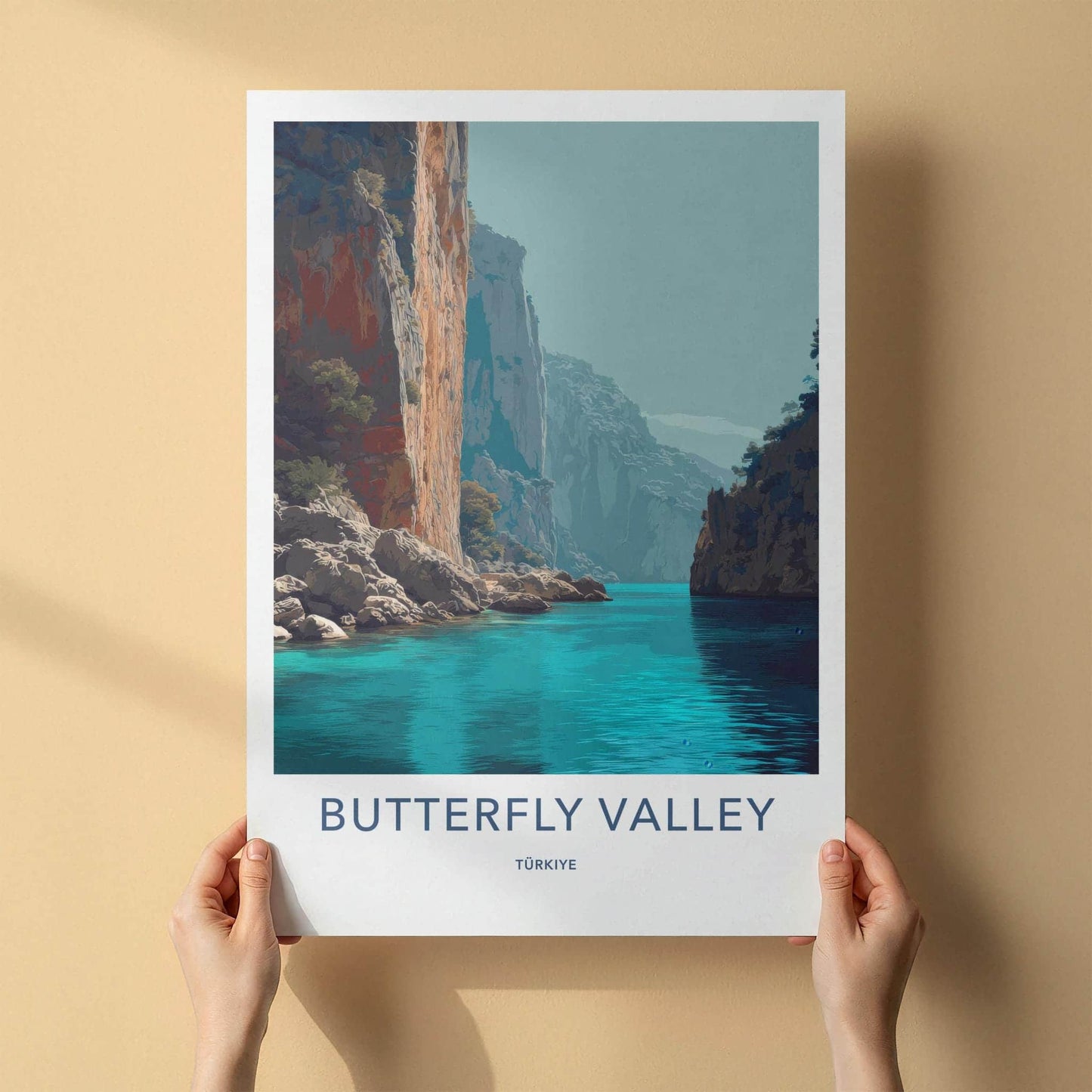 Butterfly Valley Poster - Turkiye Scenic Art - Turquoise Water Cliffs Room Decor