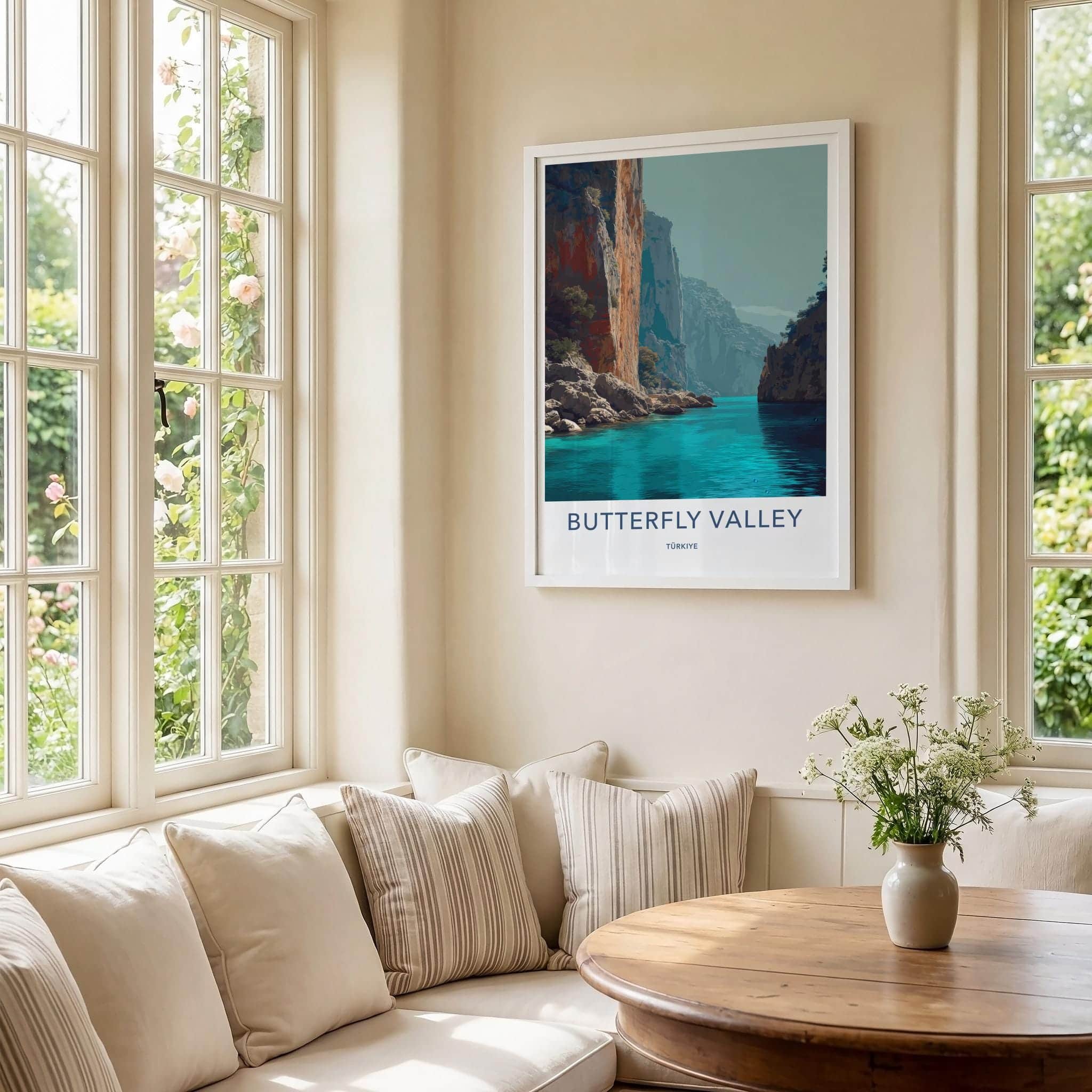 Butterfly Valley Poster - Turkiye Scenic Art - Turquoise Water Cliffs Room Decor
