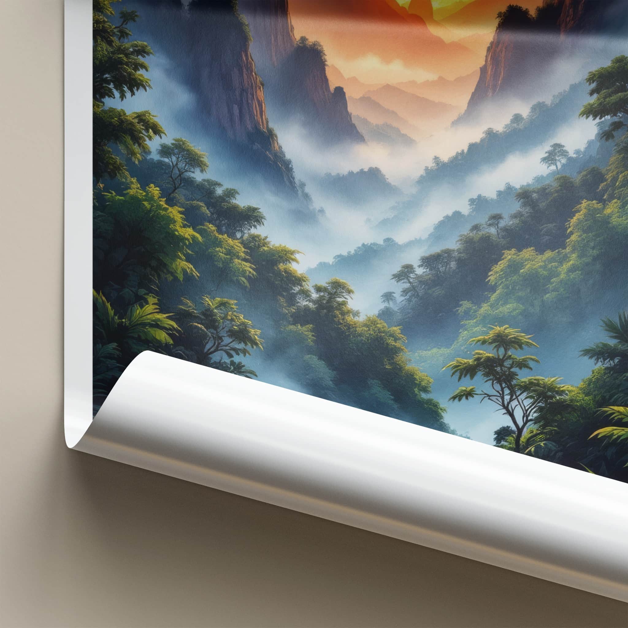 Bwindi Impenetrable Forest Poster - Uganda Travel Art - Jungle Mist Sunset Home Decor