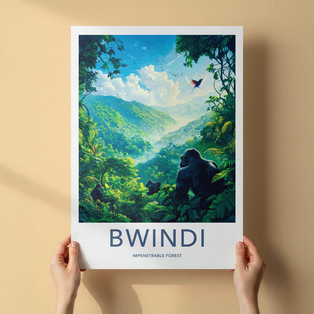 Bwindi National Park Poster - African Travel Art With Gorilla Wall