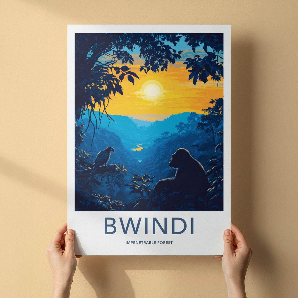 Bwindi National Park Poster - Mountain Gorilla & African Wildlife Art