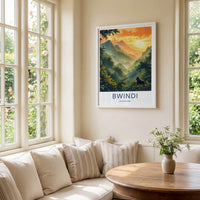 Bwindi National Park Poster - Uganda Travel Art - Mountain Gorilla Sunset Home Decor