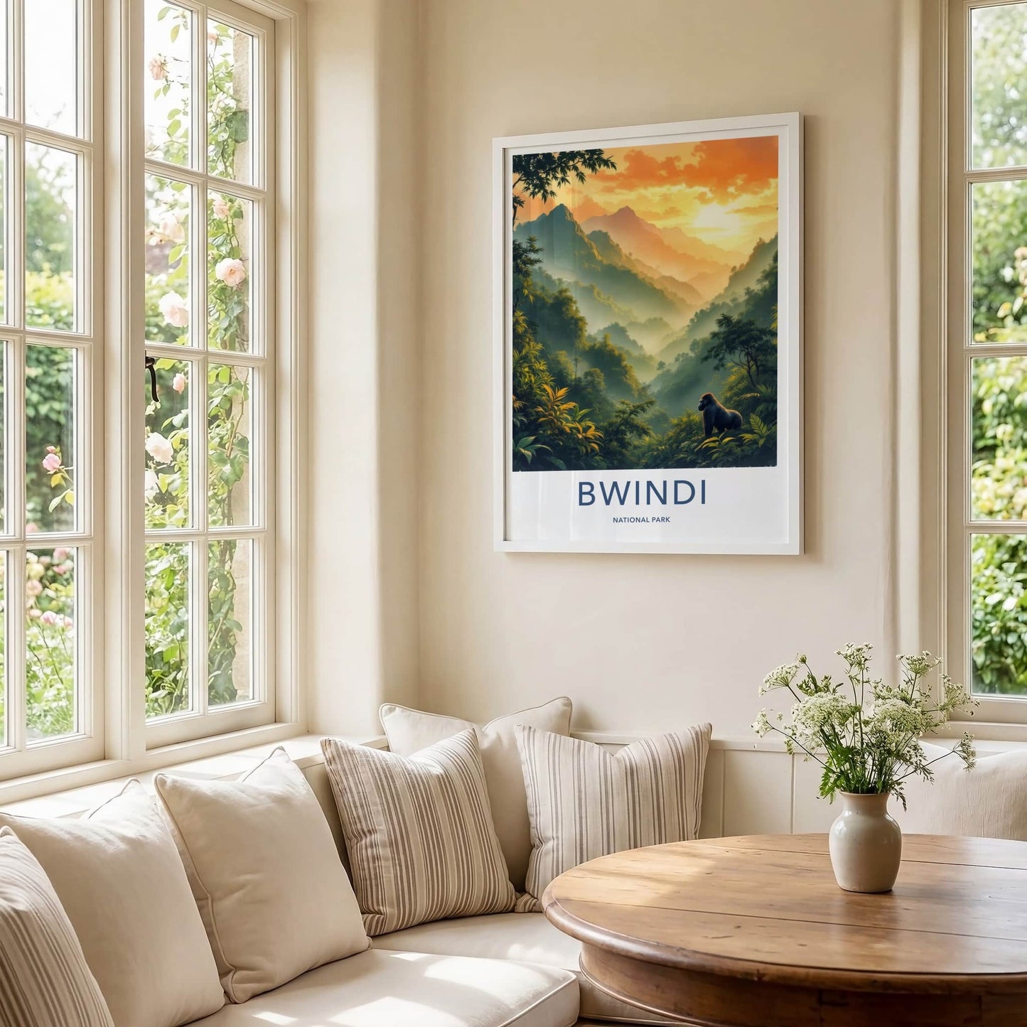 Bwindi National Park Poster - Uganda Travel Art - Mountain Gorilla Sunset Home Decor