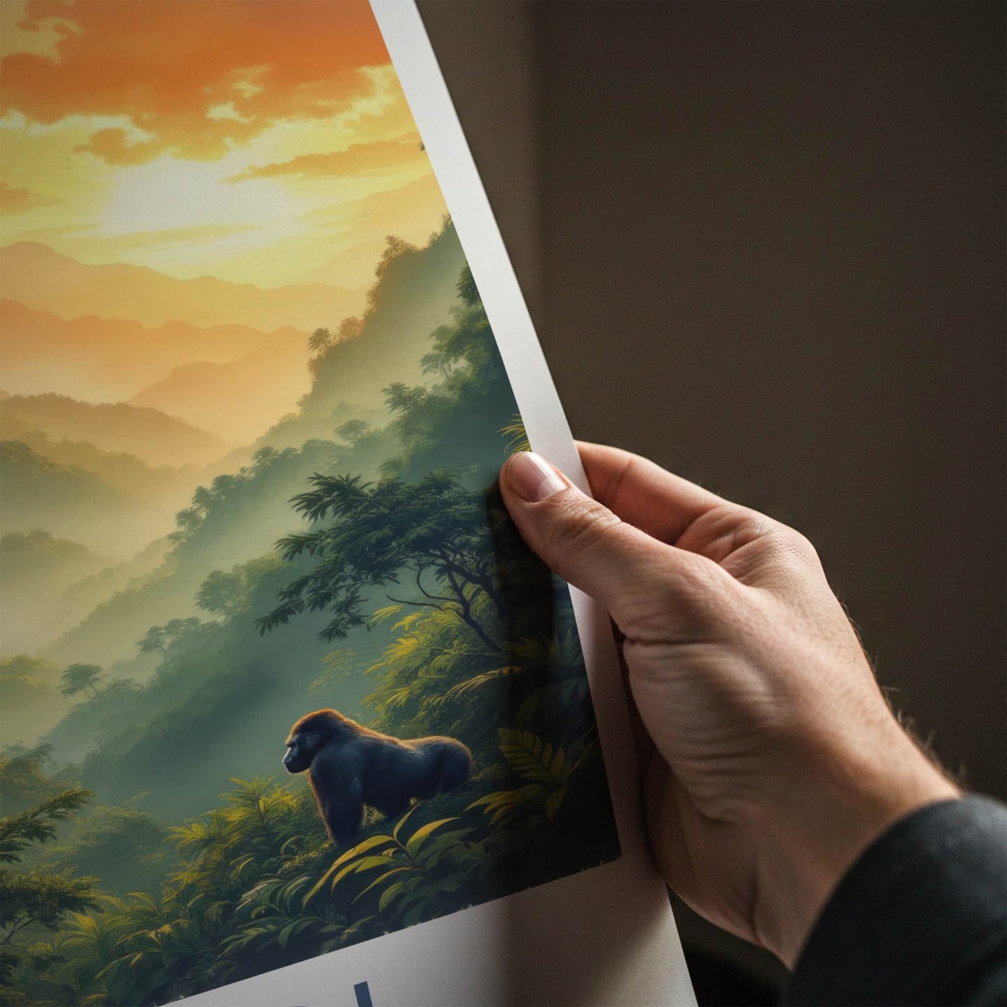 Bwindi National Park Poster - Uganda Travel Art - Mountain Gorilla Sunset Home Decor