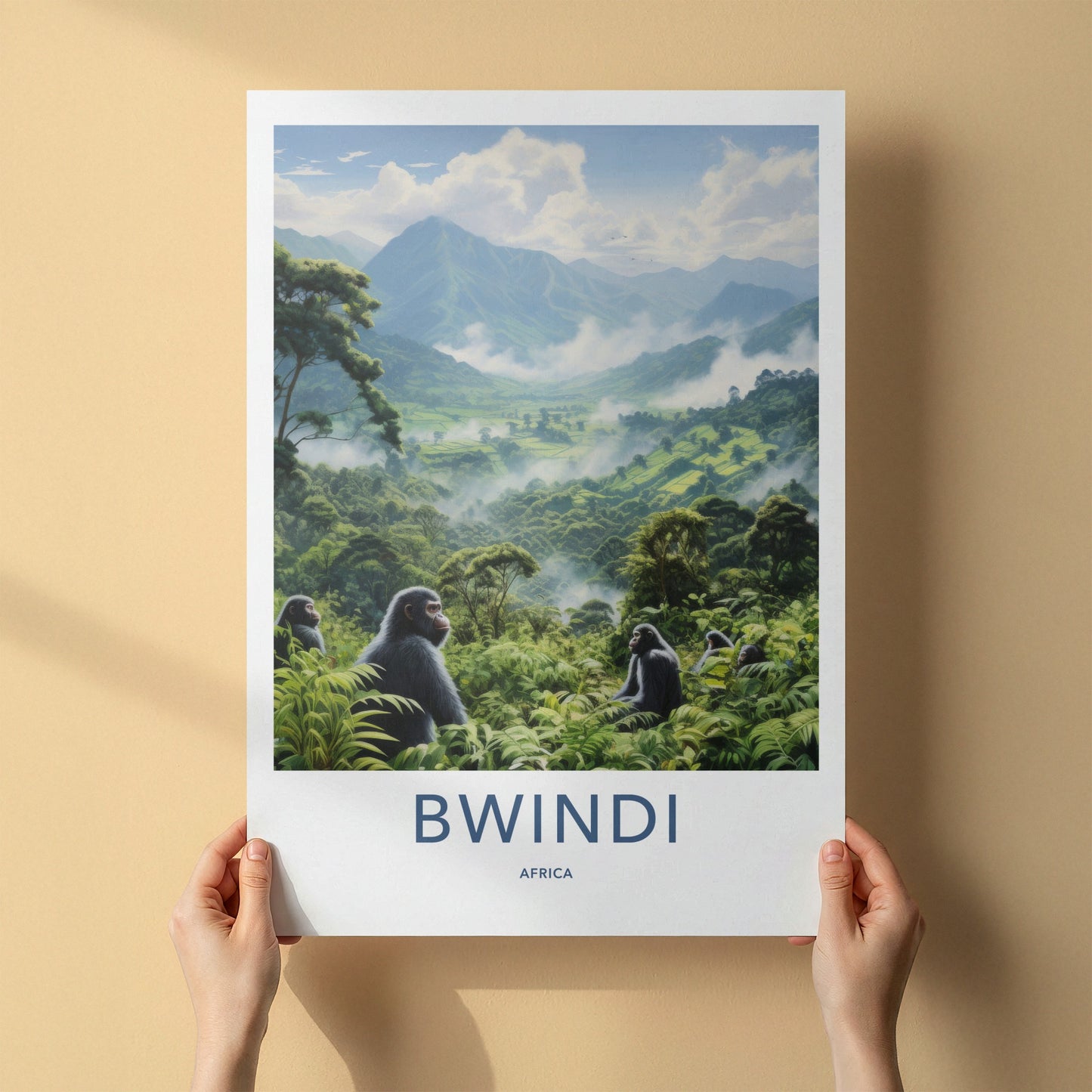 Bwindi Poster - Uganda Travel Art - African Jungle Gorillas Home Decor